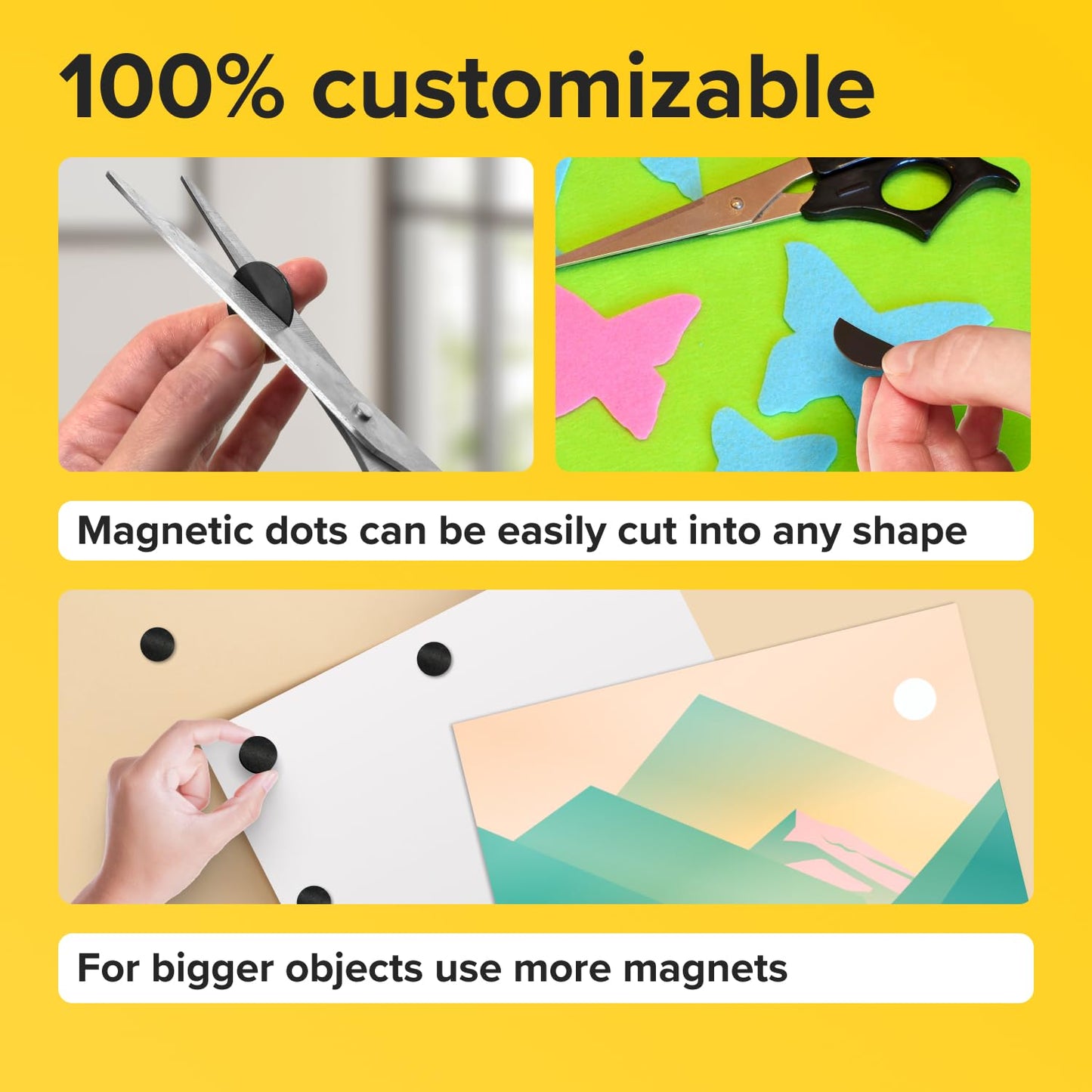 Peel-&-Stick Flexible Adhesive Magnets - 80 Magnetic Dots for Office Supplies, Whiteboard, Crafts, Fridge, & School Projects