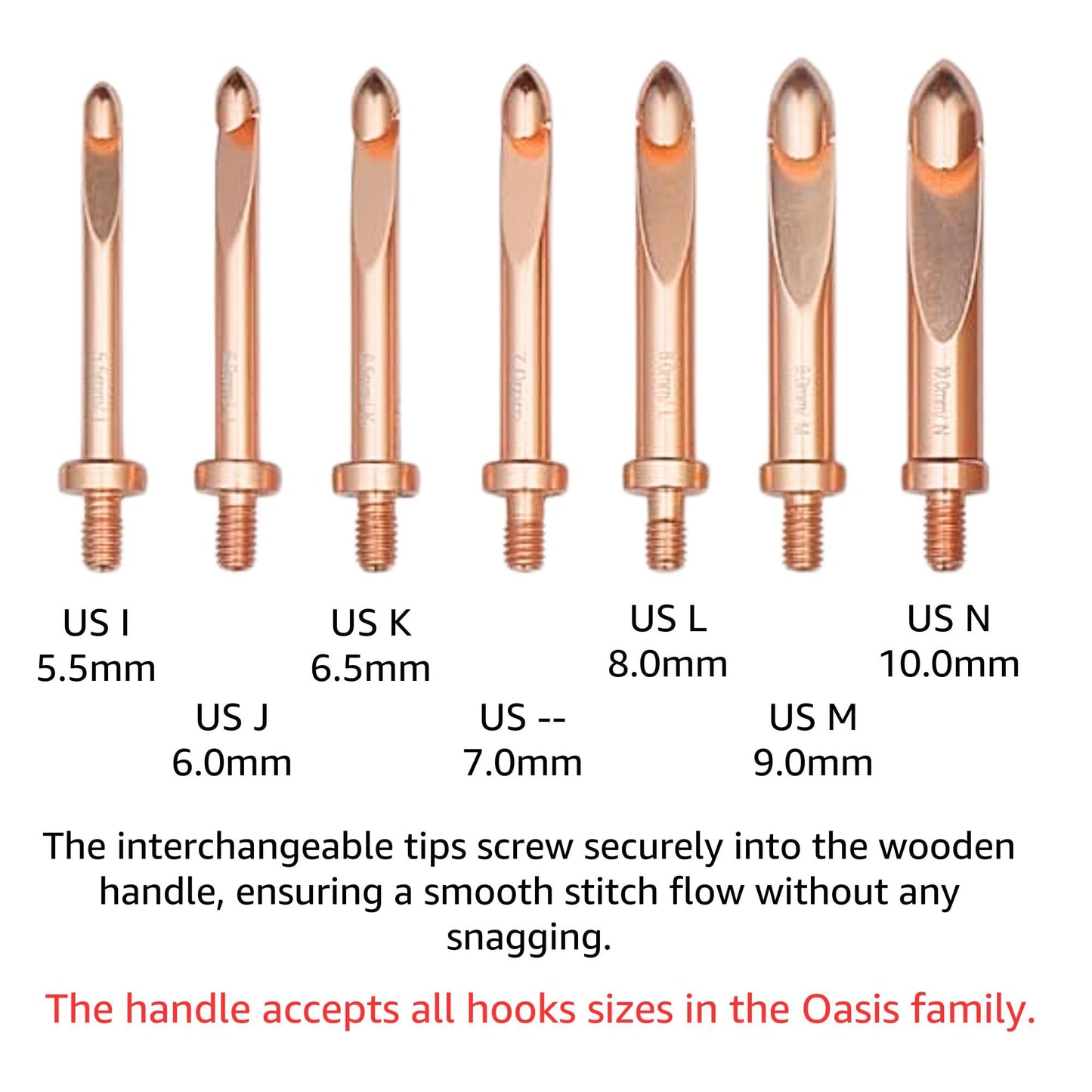 KnitPro Oasis Chunky Set Crochet Hooks 2 inch Size 5.5, 6.0, 6.5, 7.0, 8.0, 9.0, 10.0 mm Interchangeable, Stitch Markers, Measuring Tape & More, Fabric Case with Project Bag