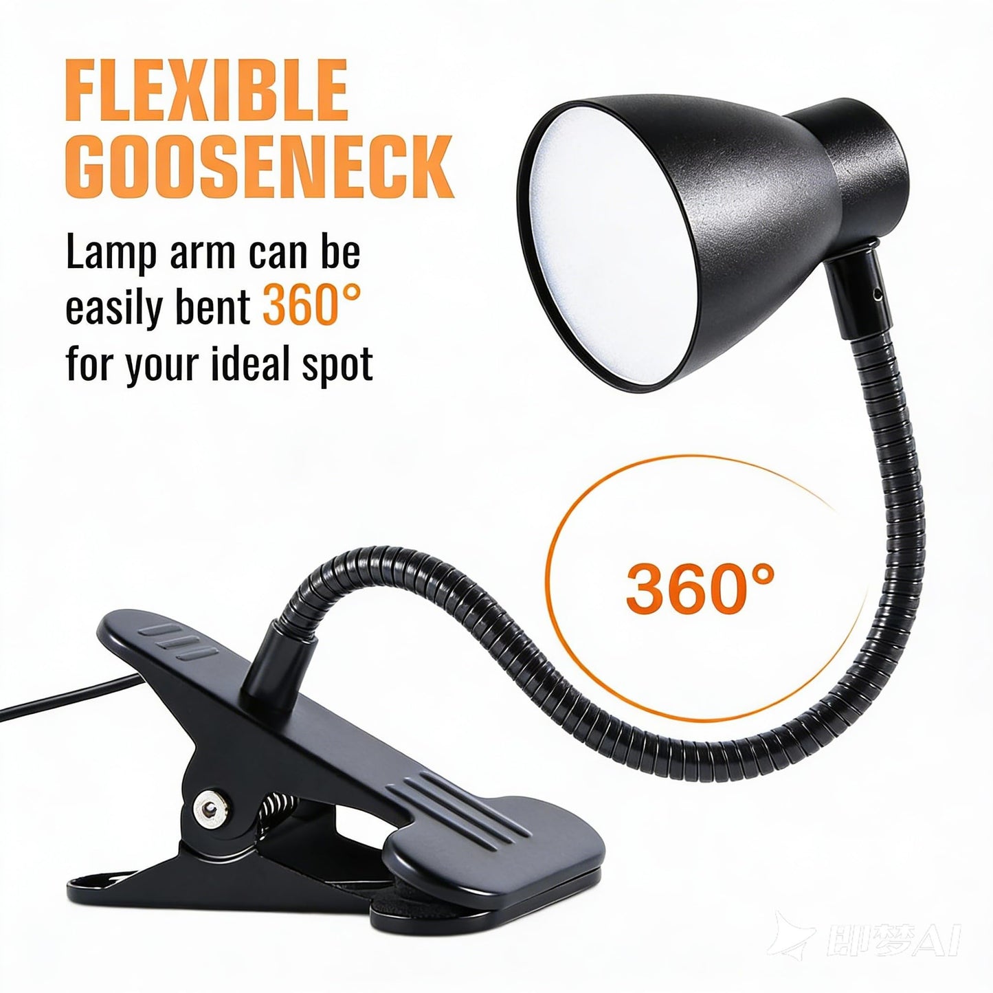 CeSunlight 2 Pack Clip Desk Lamp, Ultra-Flexible Gooseneck Clip Reading Lights, 3000K-6500K Adjustable Color Temperature & Brightness, 6W Eye-Care LED for Office, Study, Bedside(USB Adapter Included)