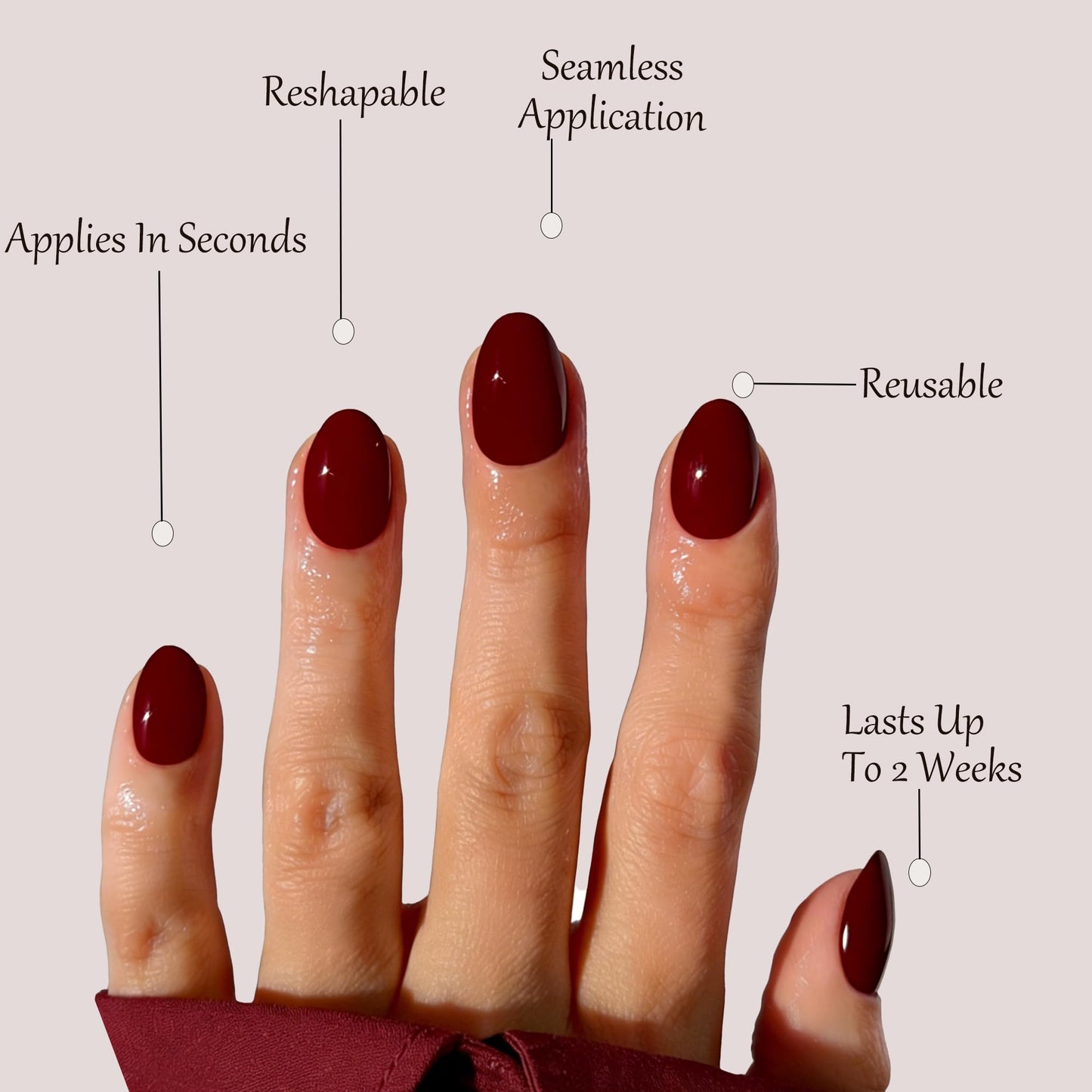 Red Press On Nails Oval -Short Press On Nails with Nail Glue, Fit Perfectly & Natural Reusable Stick On Nails in 12 Sizes - 24PCS Soft Gel Glue On Nails Kit
