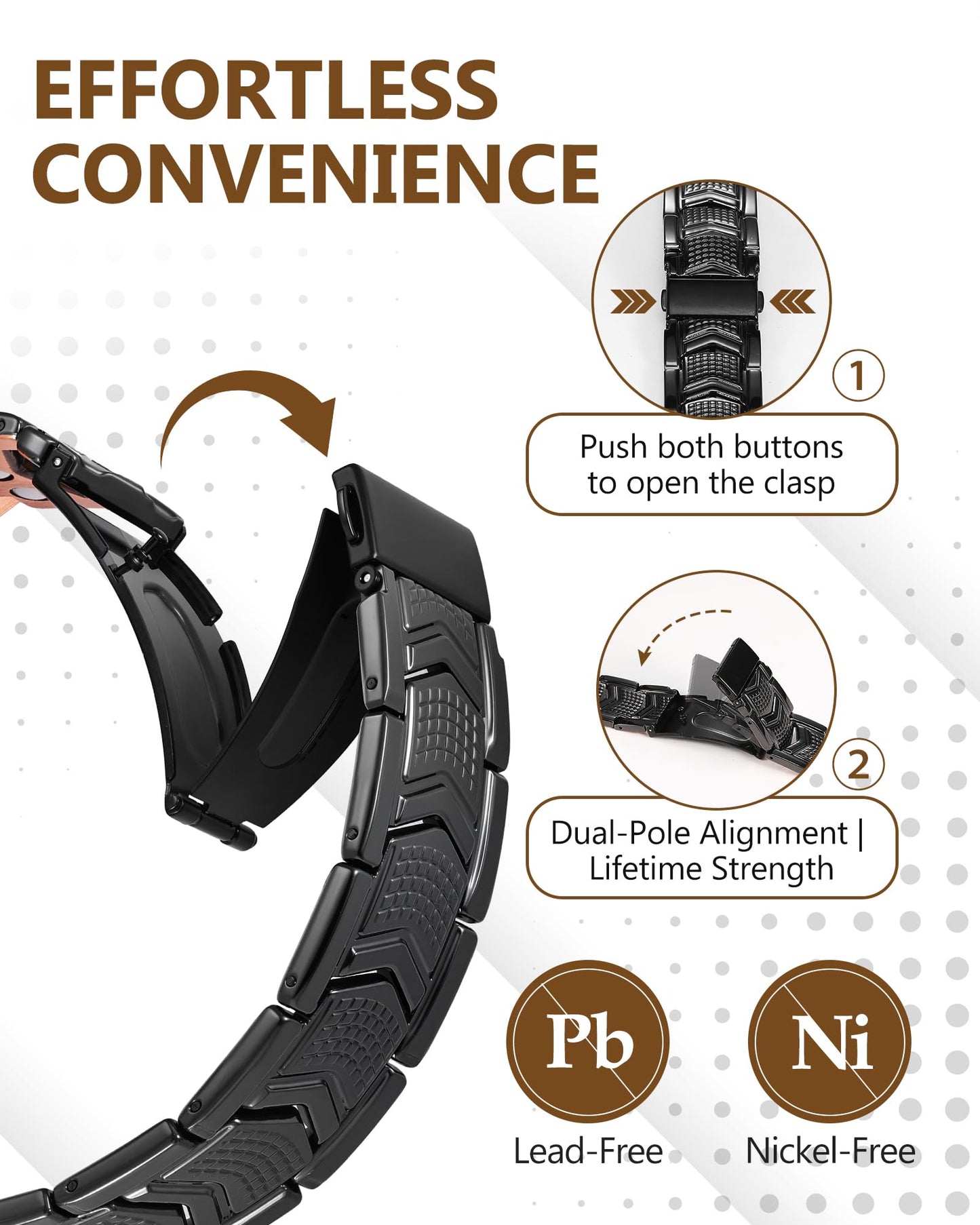 Feraco Copper Bracelet for Men 3X Strength,Magnetic Therapy Bracelet Copper Jewelry with Powerful 3800 Gauss Magnets,Cooper Bracelet for Man,Premium Fold-Over Clasp(Black)
