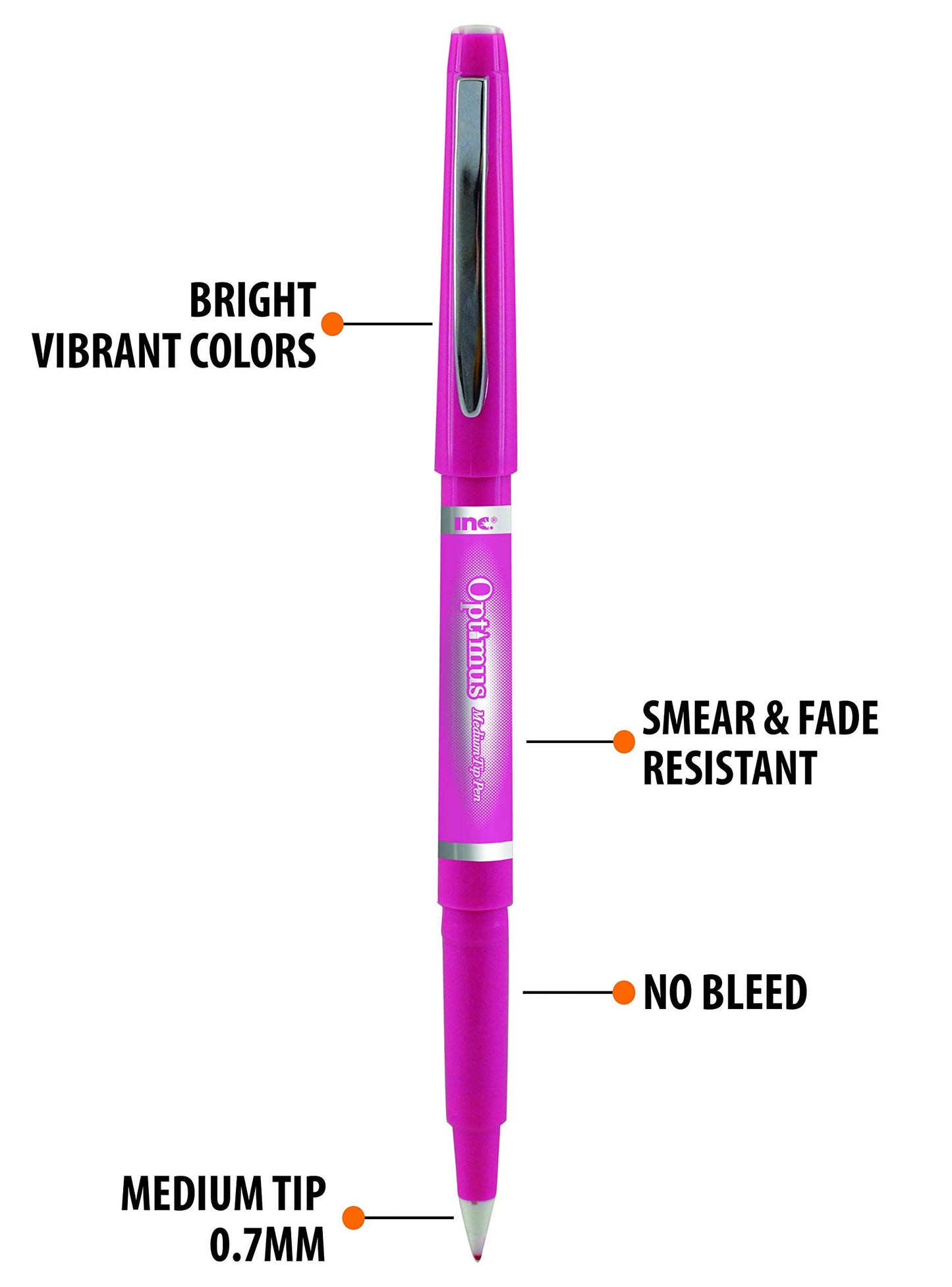 OPTIMUS 24-Color 0.7mm Felt Tip Pens - No Bleed, For Writing, Drawing, Journaling