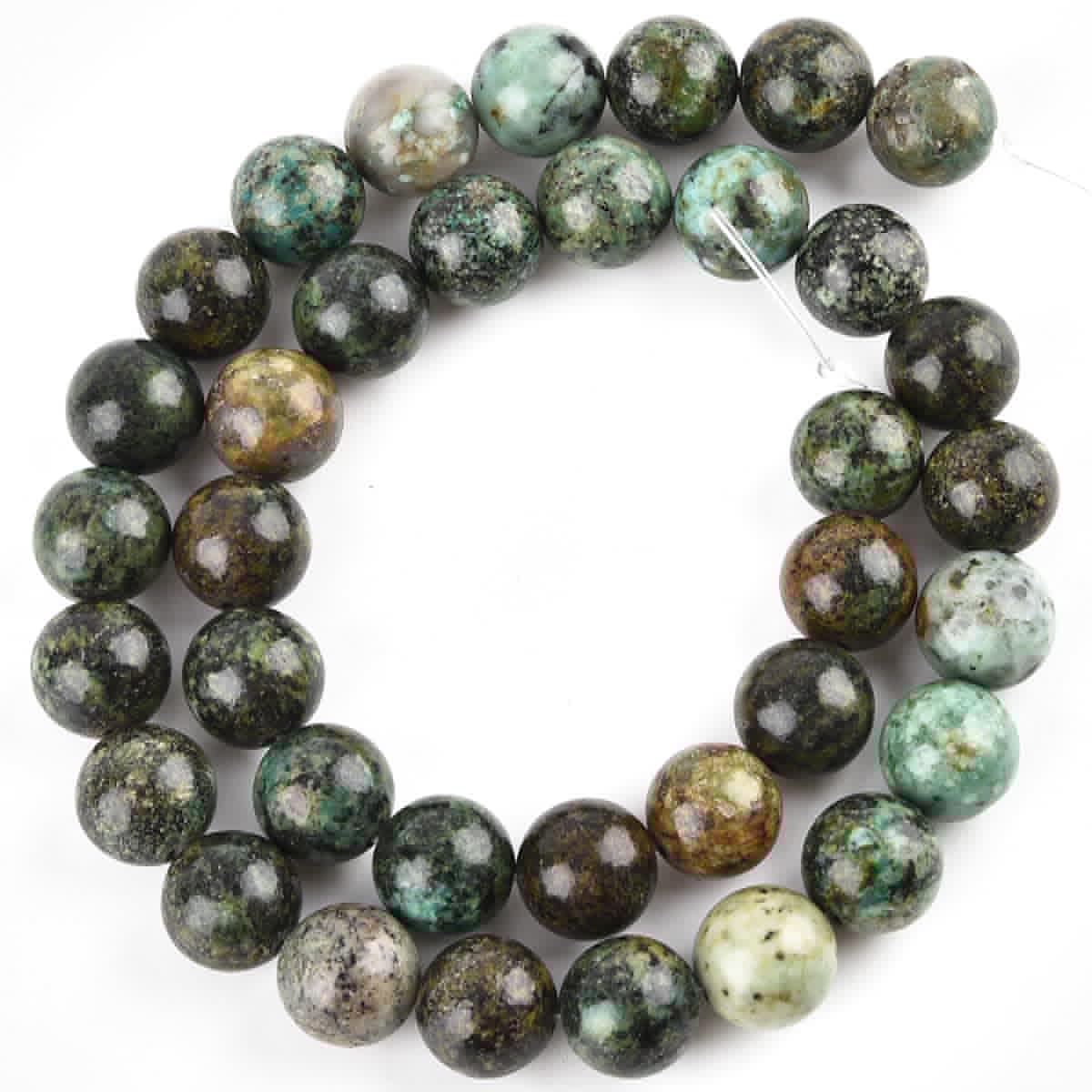 10mm Round African Turquoise Beads for Jewelry Making Natural Gemstone Semi Precious Strand 15 Inch(36-38pcs/Strand)