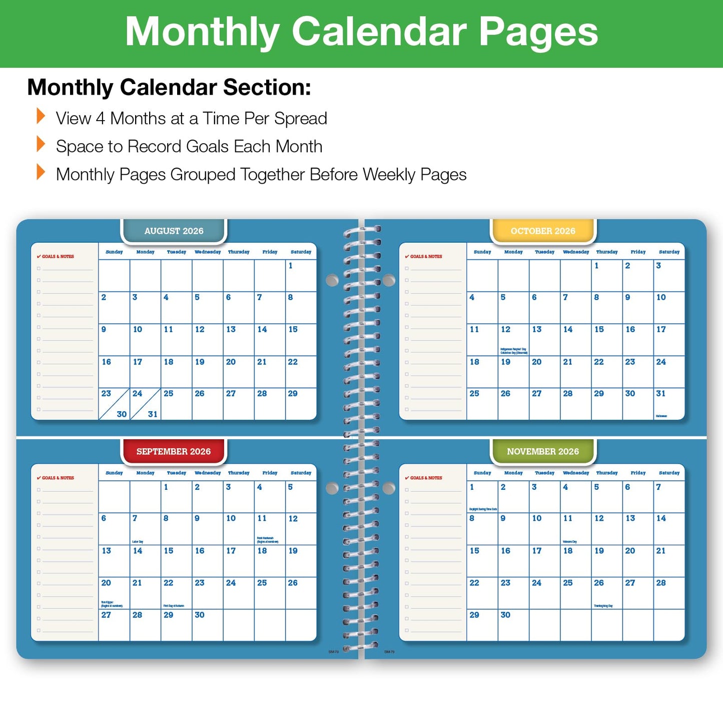 Global Datebooks 2026-2027 Middle & High School Student Planner 7" x 9" - Dated Weekly & Monthly Academic Planner w/Ruler/Bookmark & Stickers, Ideal for Homework, Matrix Style, Spectrum