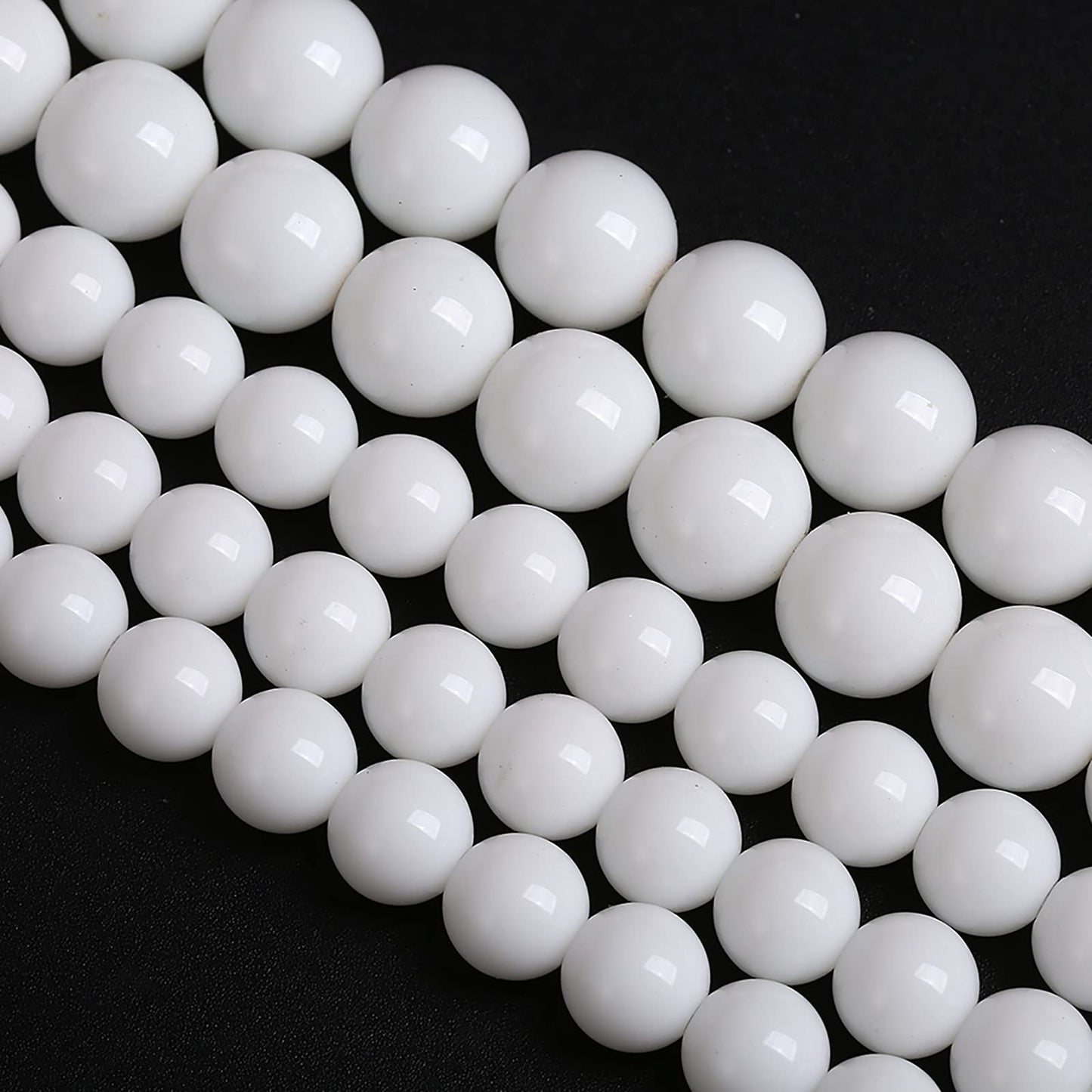 8mm 45PCS White Porcelain Agate Round Spacer Loose Beads for Jewelry Making DIY Bracelet Necklace 15 inches