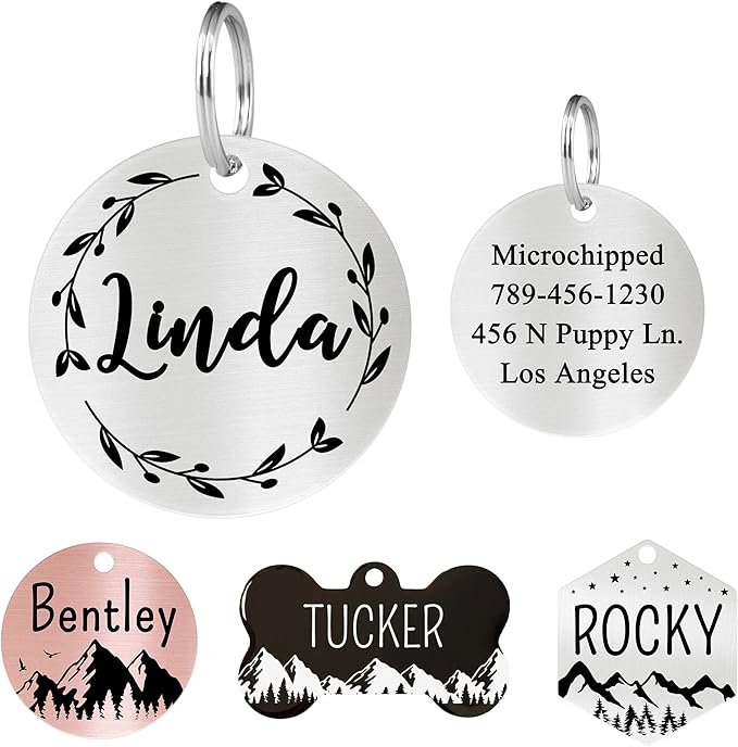 Ultra Joys Custom Dog Tag Personalized Pet Name Tag - Large Bone Mountain