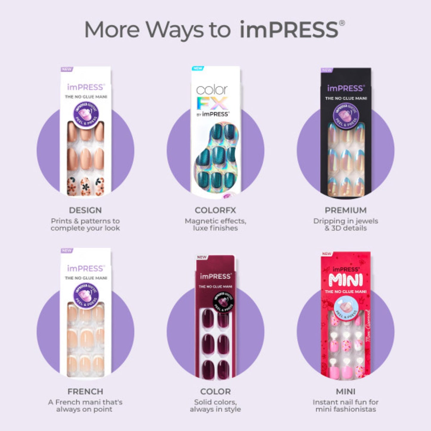 Kiss Impress No Glue Mani Press On Nails, Color, 'Point Pink', Pink, Short Size, Squoval Shape, Includes 30 Nails, Prep Pad, Instructions Sheet, 1 Manicure Stick, 1 Mini File
