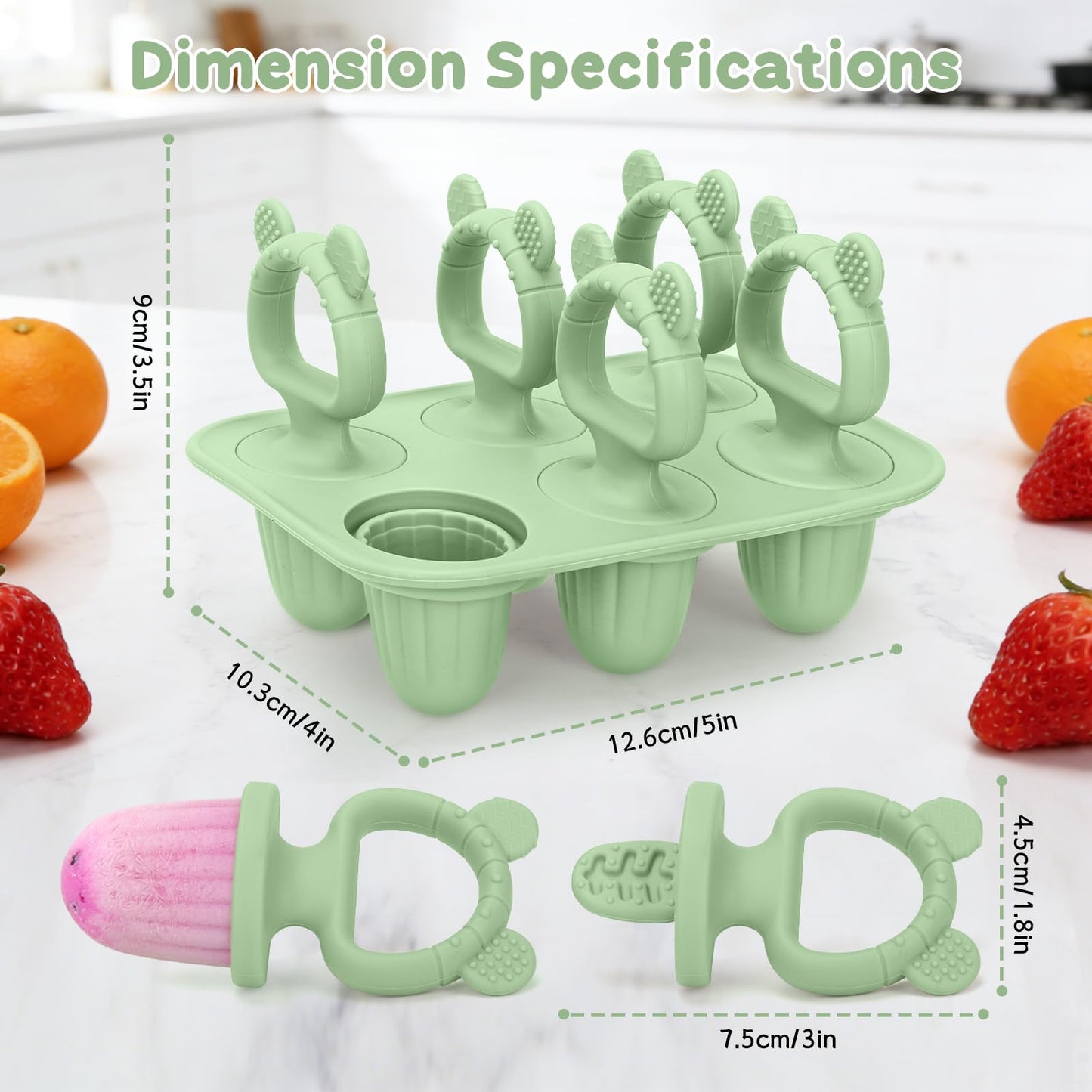 Silicone Baby Popsicle Molds with Sticks, Mini Popsicles Molds for Babies Breastmilk Popsicle Molds for Teething Relief, Frozen Treats Maker Popsicle Maker Ice Pop Mold for Toddlers Kids(Green)