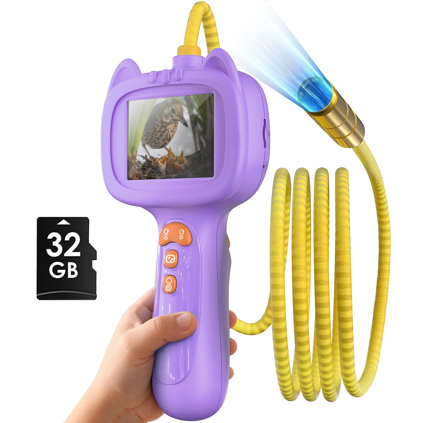 Borescope Snake Camera with Light for Kids，STEM Endoscope Educational Toy Kit，Outdoor Camping Nature Science Exploration Hoilday Birthday Gift for Boys & Girls Ages 3+ Years Old (Purple)