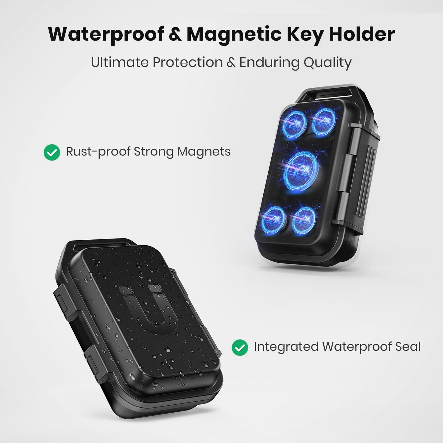 PakWizz Upgraded Magnetic Key Box, Magnetic Key Holder Under Car, Hide a Key Magnetic Car, Waterproof & Dustproof Magnetic Key Hider Outdoor, Magnet Storage Box