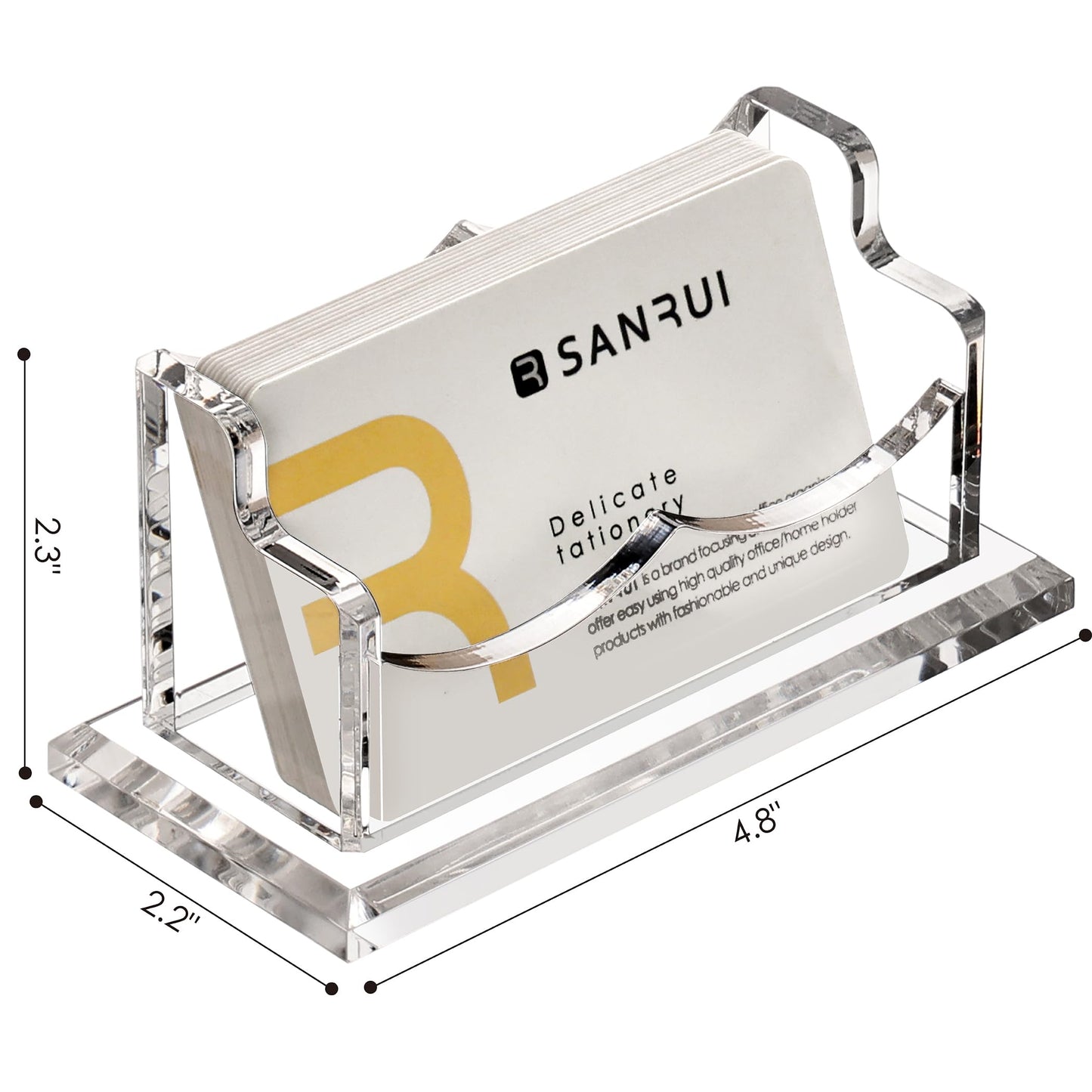 SANRUI Acrylic Business Card Holder for Desk,Clear Horizontal Name Card Stand for Women and Men, Desktop Organizer Display for Office Home Exhibition - 2 Pack 120 Card Capacity
