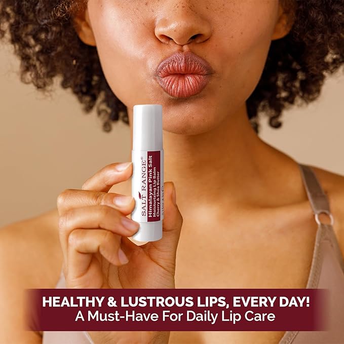 Salt Range Lip balm formulated with cherry and shea butter, 100% natural, soothing, hydrating, and deeply nourishing, Organic chapstick, 6-count pack (12 pieces total)