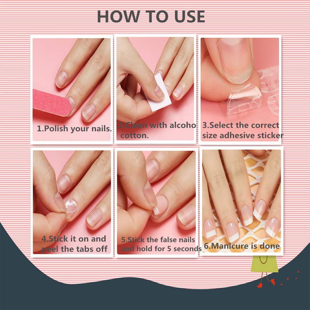 Ivtor 30 Sheets Waterproof Breathable Jelly Double Sided Adhesive Tabs Nail Glue Sticker False Nail Tips…
