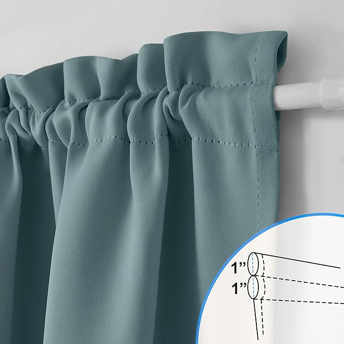 NICETOWN Sidelight Door Curtains - 1 Panel Thermal Insulated Blackout Front French Window Curtains, Small Shade for Side Patio Glass Door, Greyish Blue, W12 x L72 inch