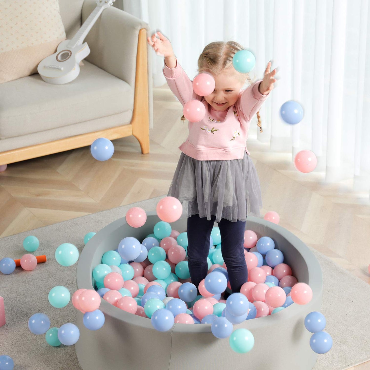 TRENDBOX 100 pcs Macaron Ball Pit Balls Plastic Balls for Ball Pit Pool Playpen Babies Kids Children Birthday Parties (100 pcs)