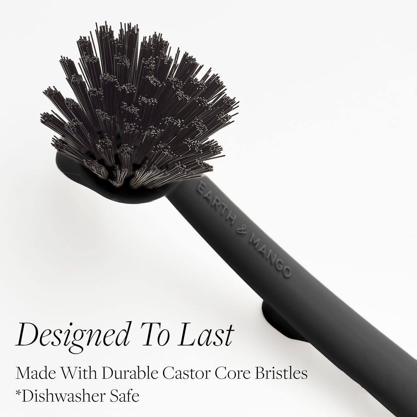 Earth & Mango Magnetic Dish Brush & Scraper, Snaps to Sink, Non-Scratch, Dishwasher Safe, Dish Scrubber – Onyx Black