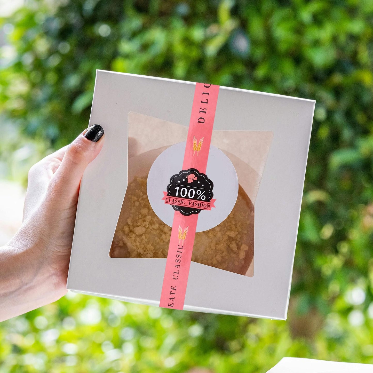 100 PCS Bakery Stickers, Cookie Stickers, 11x0.8in Tamper Evident Self-Adhesive Handmade Food Retail Package Seal for Craft Art and Other Decorative
