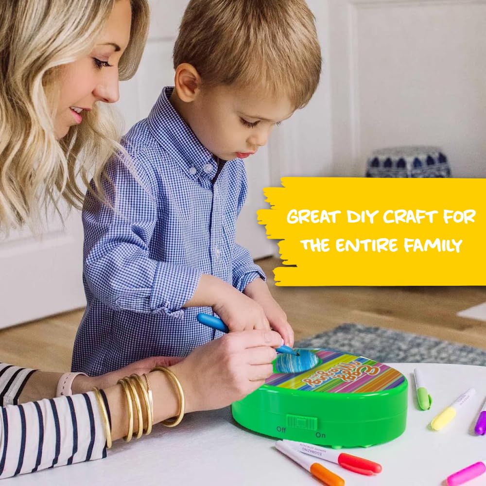 EggMazing Easter Egg Mini Decorator Kit Arts and Crafts Set - Includes Egg Decorating Spinner and 6 Markers - Ages 3 and Up [Packaging May Vary]