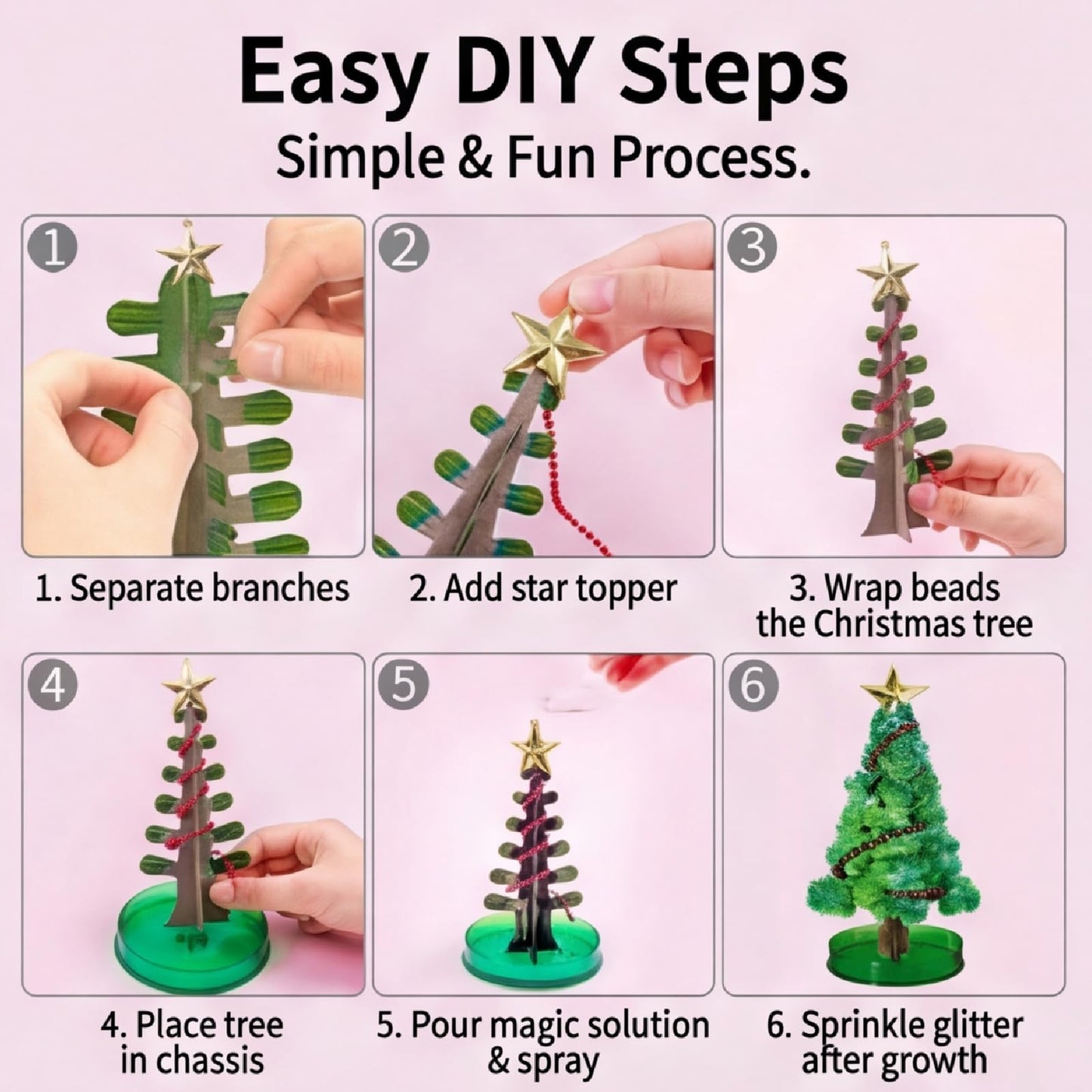 Magic Christmas Paper Tree 2 in 1 Mini Christmas Tree Magic Growth Kit Colorful DIY Crystal Growing Set Educational Science Kit Unique Crystal Christmas Tree