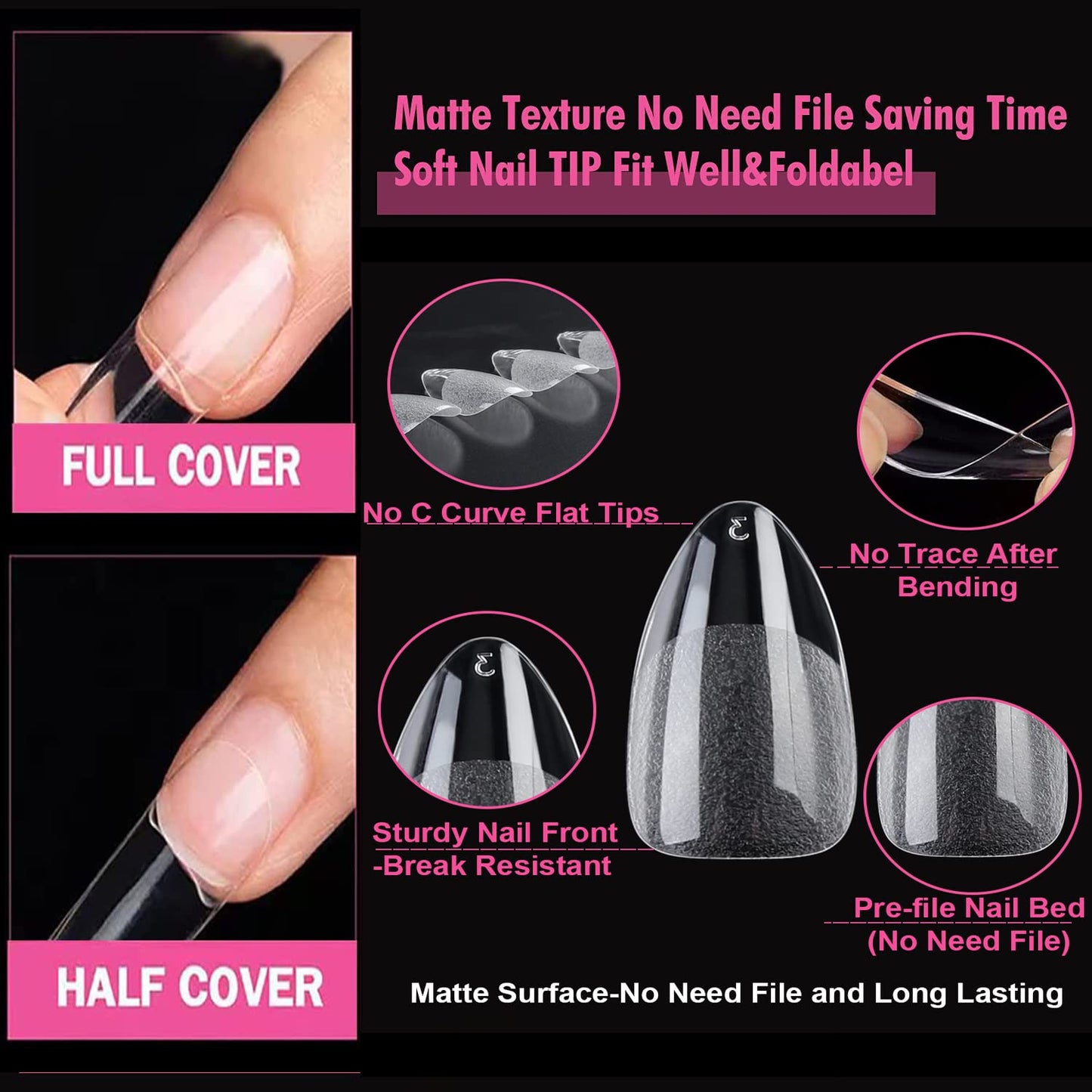 UNA GELLA Short Almond Fake Nails 312pcs Press on Nails Pre-shape Gel Nail Tips for Full Cover Acrylic Short Almond Nails False Nails For Nail Extension12 Sizes Gelly Tips