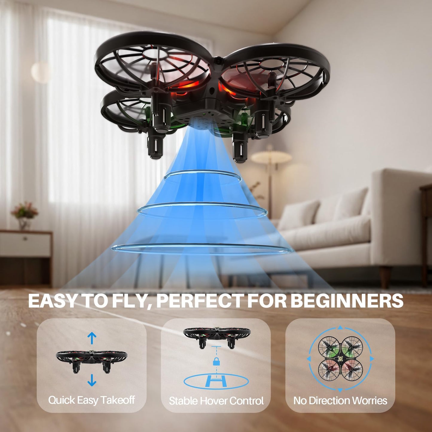 SYMA X100 Drone for Kids 8-12, Automatic Obstacle Avoidance, Up to 20 Mins Flight Time(2 Batteries), One-Key 360°Flips and Altitude Hold, Full-Guard Safe Indoor Drone Gift for Boys & Girls