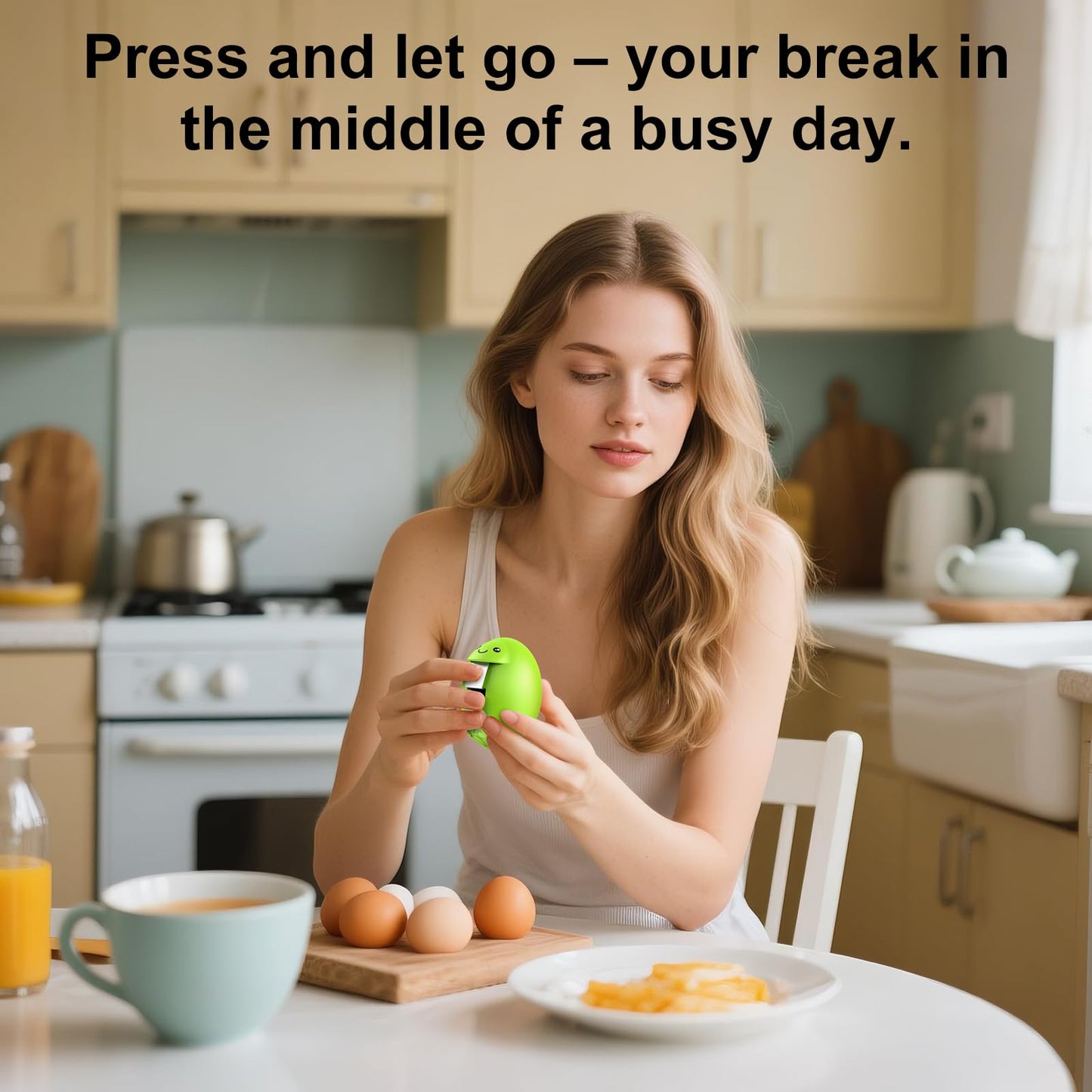 PowCube Egg Cracker, Silicone Egg Shell Opener, Cute Egg Shaped Design, Opens Eggs with Ease, A Little Happiness Boost for Your Kitchen. (Color: Green, 1-Pack)