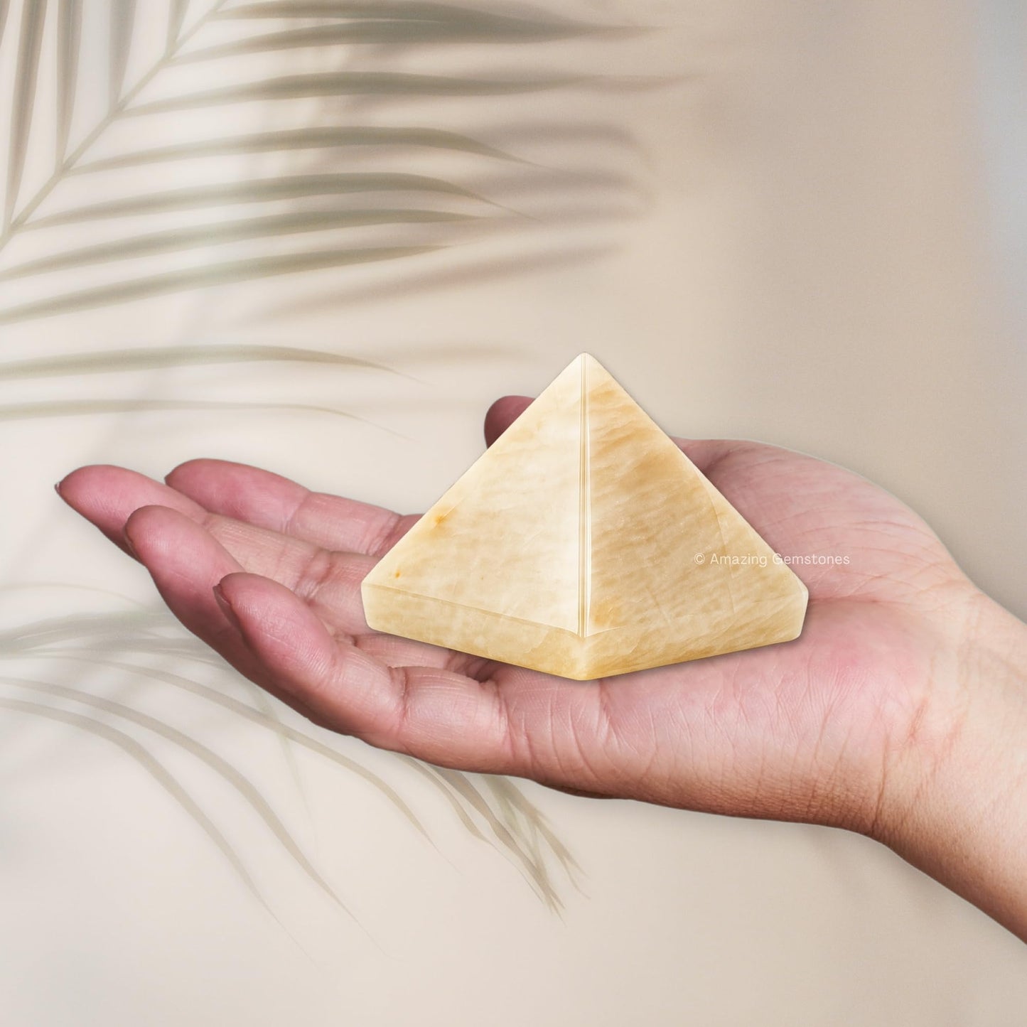 Amazing Gemstone Cream Moonstone Pyramid Crystal Healing Stones - 2" Great Pyramid Figurine of Natural Stone Pyramid for Meditation, Reiki, Chakra Balancing and Crystal Pyramids Grid