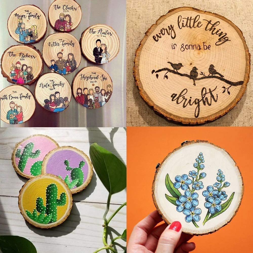 William Craft Unfinished Natural Wood Slices with Bark - 30 Pcs 3.5-4 inch Craft Wood kit Circles Crafts Christmas Ornaments DIY Crafts with Bark for Crafts Rustic Wedding Decoration