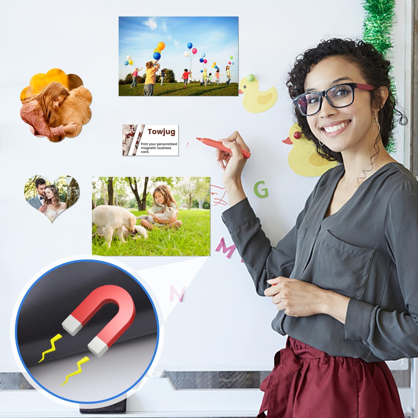 Towjug Printable Magnetic Sheets 8.5x11 Inches for Inkjet Printers, 25 Sheets Glossy Print Paper Non-Adhesive Backing, 12mil ThicknessDIY Flexible Magnet Photos