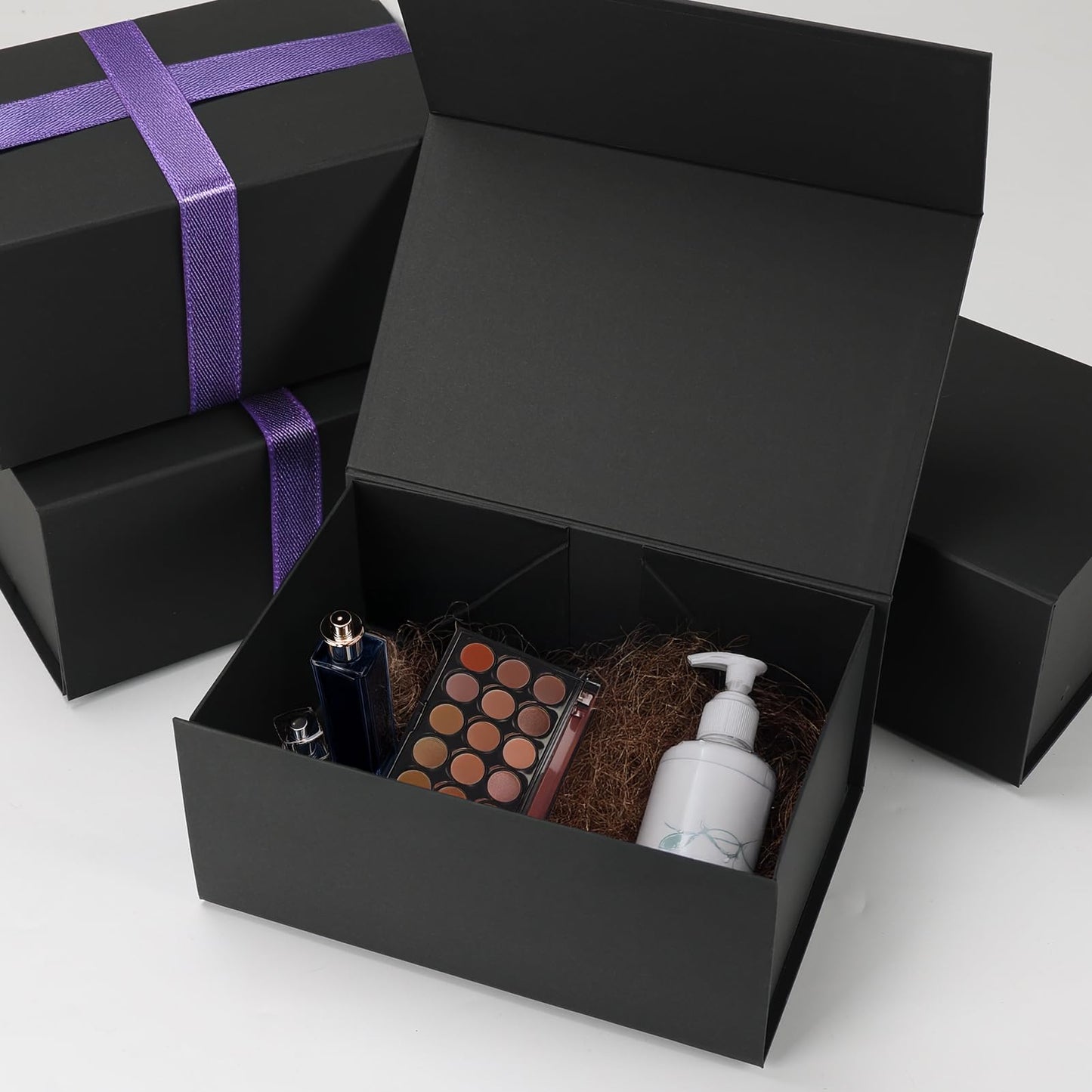 Schliersee 4Packs 9x6x4 Gift Box with Magnetic Lid for Present, Black Gifts Wrap Box for Mother's Day, Birthday, Wedding, Groomsmen Bridesmaid