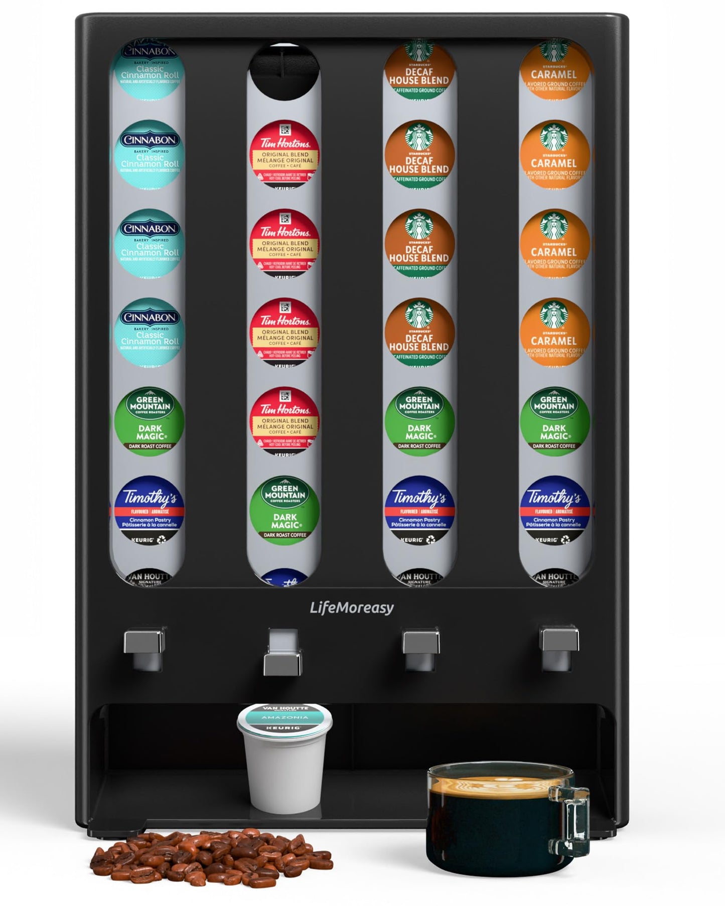 LifeMoreasy K Cup Holder Creative Coffee Pods Storage Stand Vending-Style K Pod Dispenser K Cup Organizer for 28 Pods