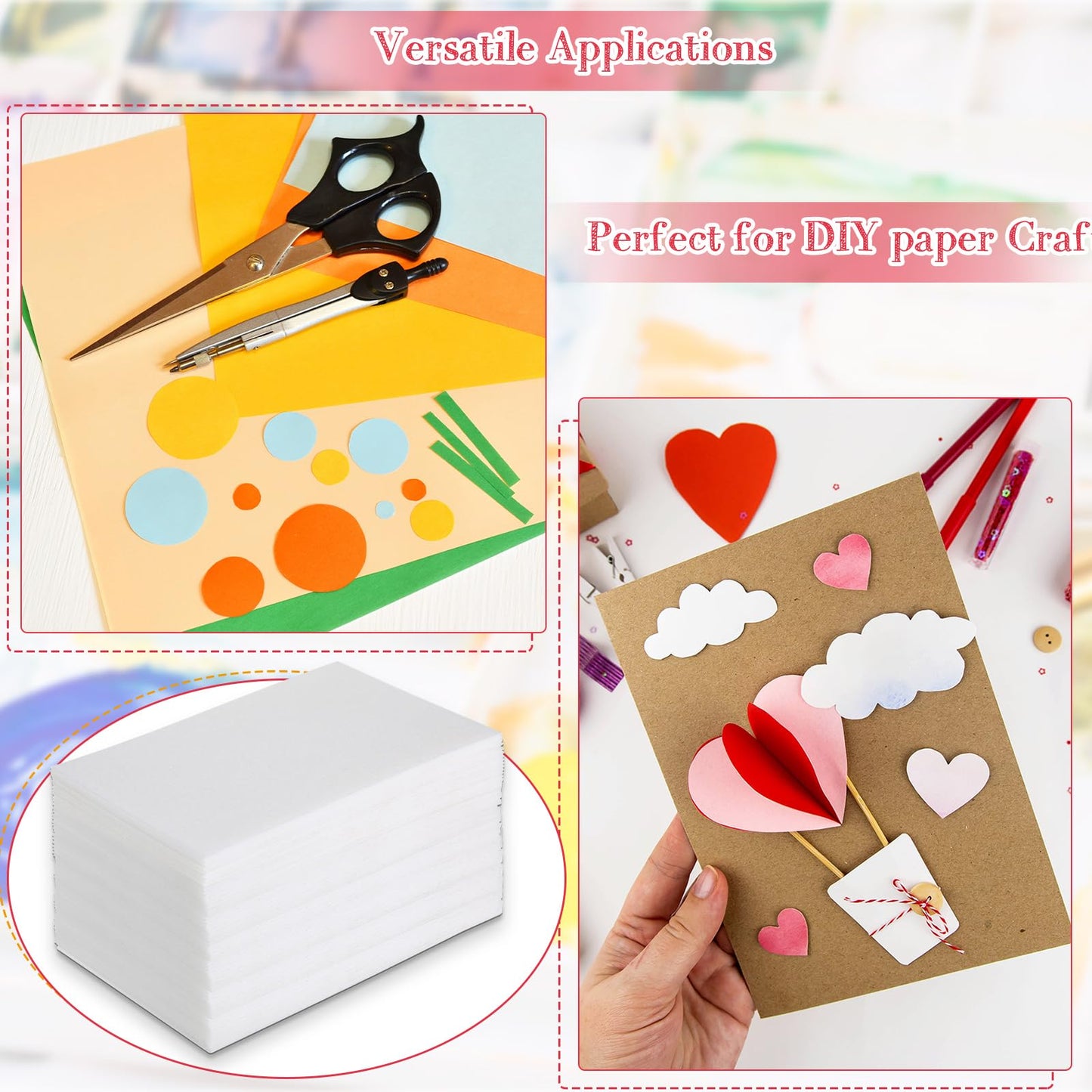 Cholemy 240 Pcs Foam Printing Plates 4 x 6 Inch Crafting White Foam Sheets Board Thick Papers Set for Scrapbooking Card Making DIY Project Crafting Printing Stamp Classroom Supplies