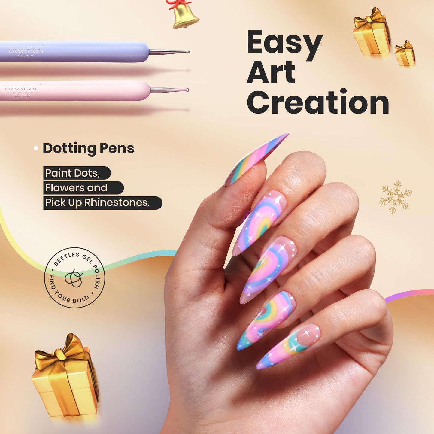 Beetles Nail Art Brushes 25pcs - Confetti Pens Daul Ended Dotting Tools & Gel Polish Nail Art Brushes, 6 Pcs Fingernail Design Pens, Wood Alloy Handle