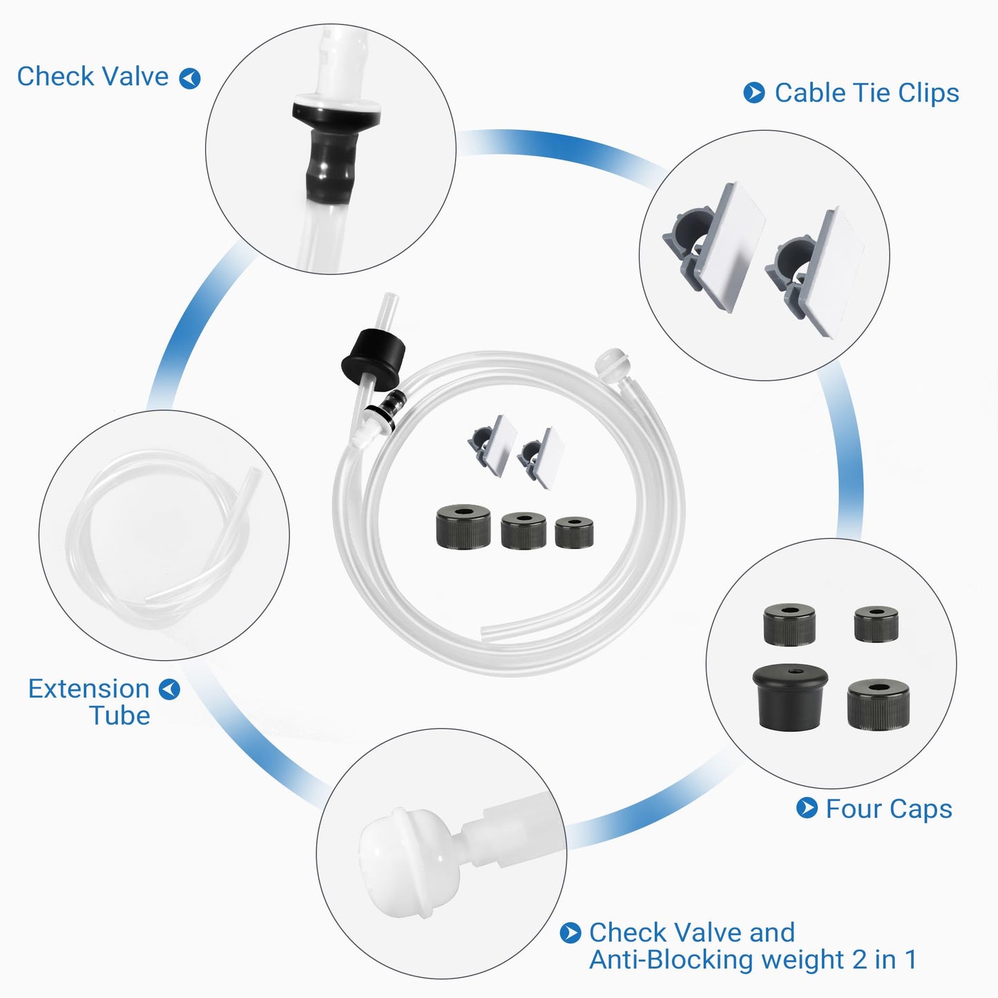 Yofidra Sink Soap Dispenser Extension Kit: Under Sink Dish Soap Dispenser with 47" Tube Hose and Check Valve for Prevent Backflow Countertop Kitchen Sink Accessories