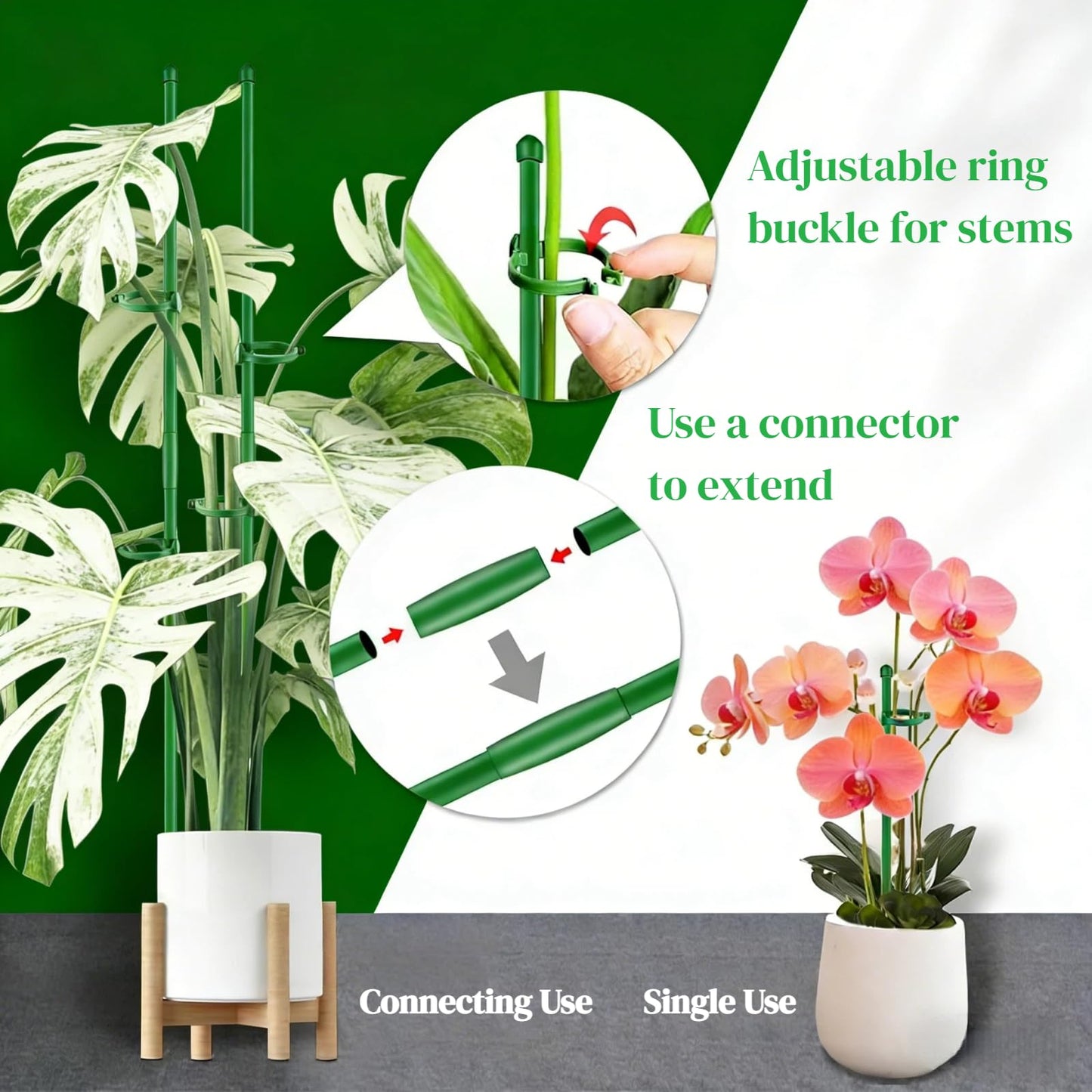 Plant Sticks Support Tall, 56Pcs Extendable Plants Stakes, Sturdy Monstera Plant Support, Natural Stakes for Indoor Plants Begonia Orchid Tomato