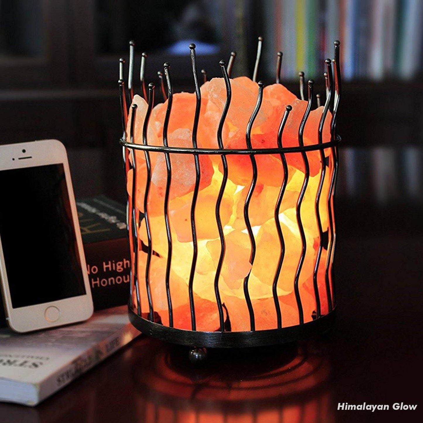 Himalayan Glow Pillar Style Basket Lamps, Pure Himalayan Salt Basket Night Lamp with Salt Chunks, Light Bulb and Dimmable Switch (2-Pack)