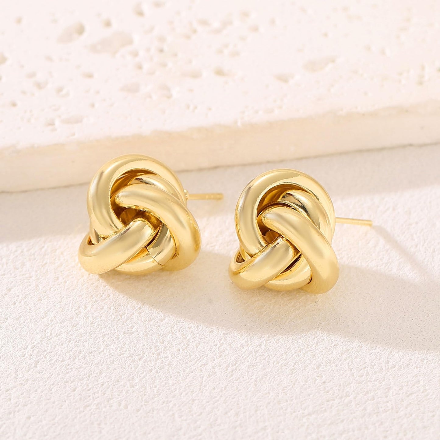Gold Plated Knot Earrings 14K Gold Link Drop Dangle Earring Lightweight Trendy Earring for Women