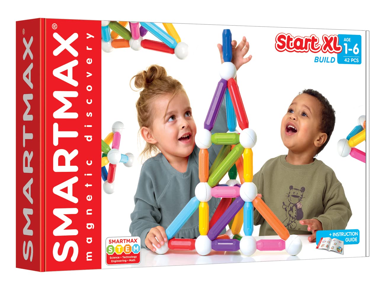 SmartMax Start XL (42 pcs) STEM Magnetic Discovery Building Set Featuring Safe, Extra-Strong, Oversized Building Pieces for Ages 3+