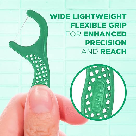 GUM Professional Clean Floss Picks - Extra Strong Shred-Resistant Floss, Easy Grip Handle - Dental Flossers for Adults - Fresh Mint Flavor, 150 Count