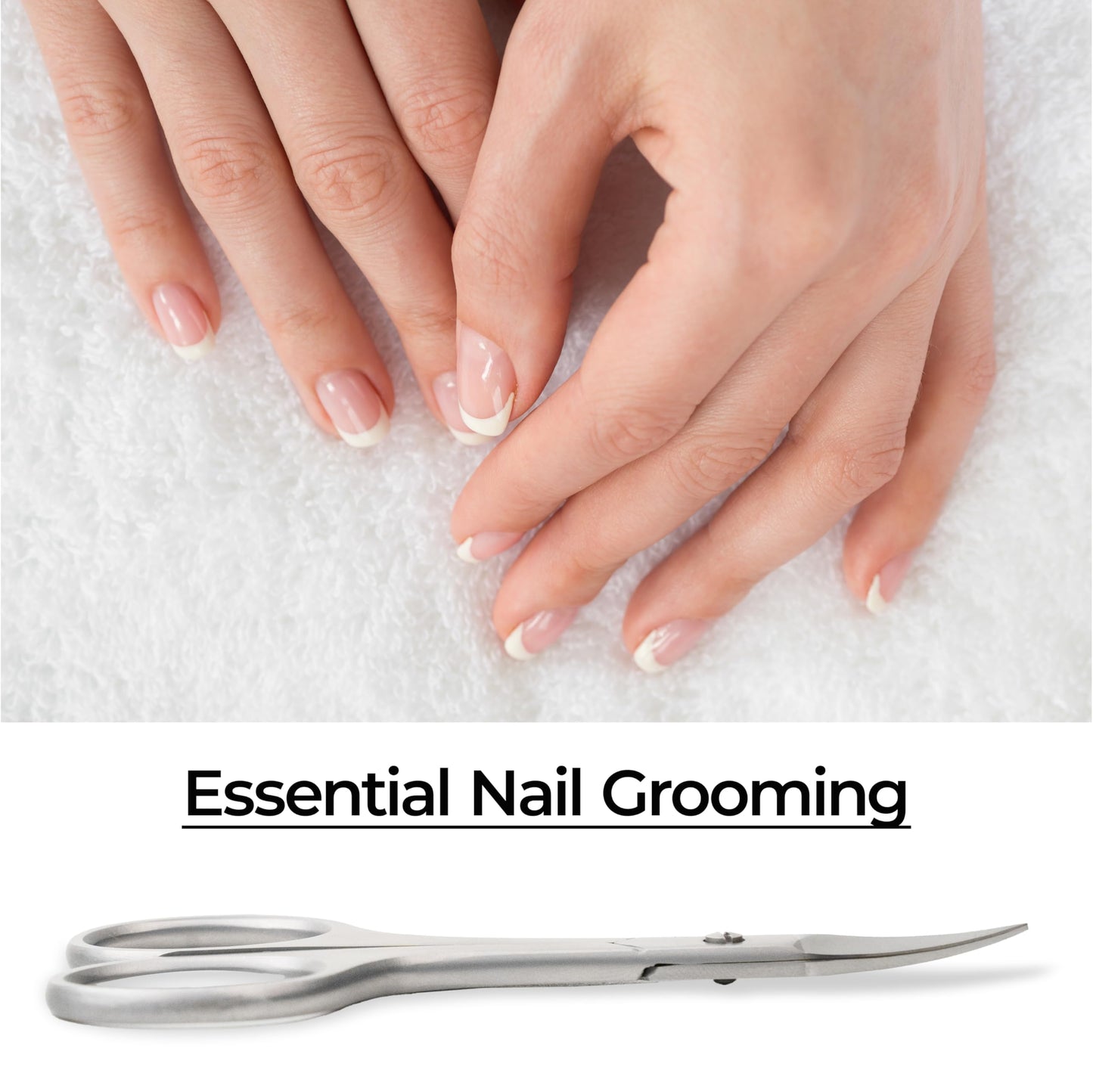 Novel Prime| Stainless Steel Cuticle Scissor with Extra Fine Curved Blade| Nail Scissors for Precise Pointed Tips| Manicure Scissors for Grooming and Eyebrows with Premium Leather Pouch (1 Count)