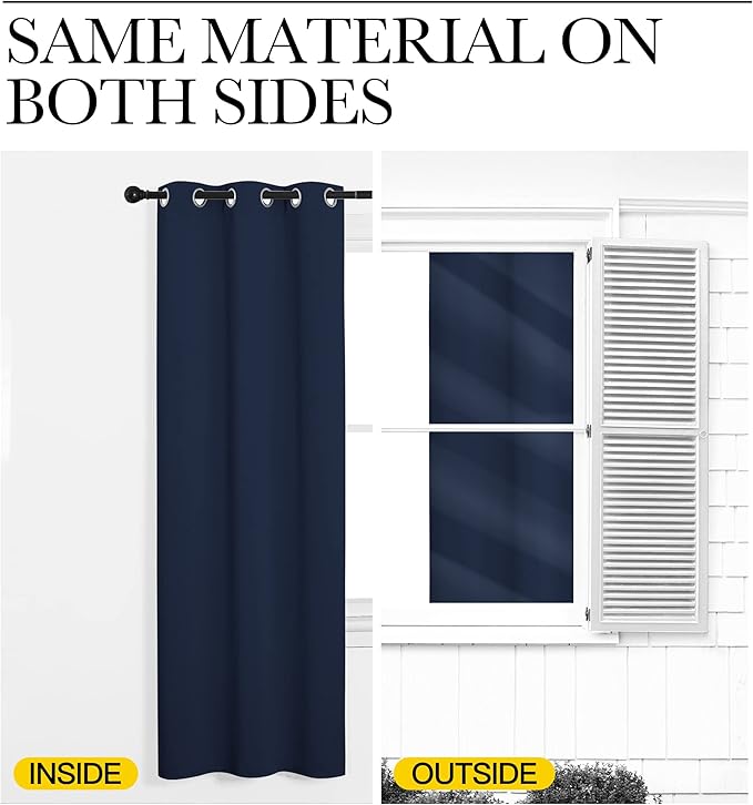 NICETOWN Blackout Draperies Curtains, Navy, 1 Pair, 29 x 40 Inch, All Season Thermal Insulated Solid Grommet Top Blackout Curtains/Drapes for Kid's Room