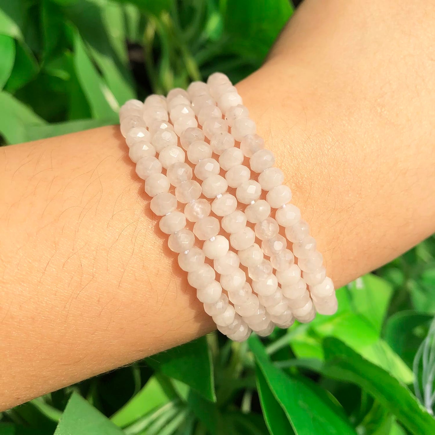2 String 220PCS 3x5mm Natural White Jade Stone Beads for Jewelry Making, Songxi Facted Loose Gemstone Beads for DIY Bracelet Necklace Making Supplies with Energy Healing Chakra Power