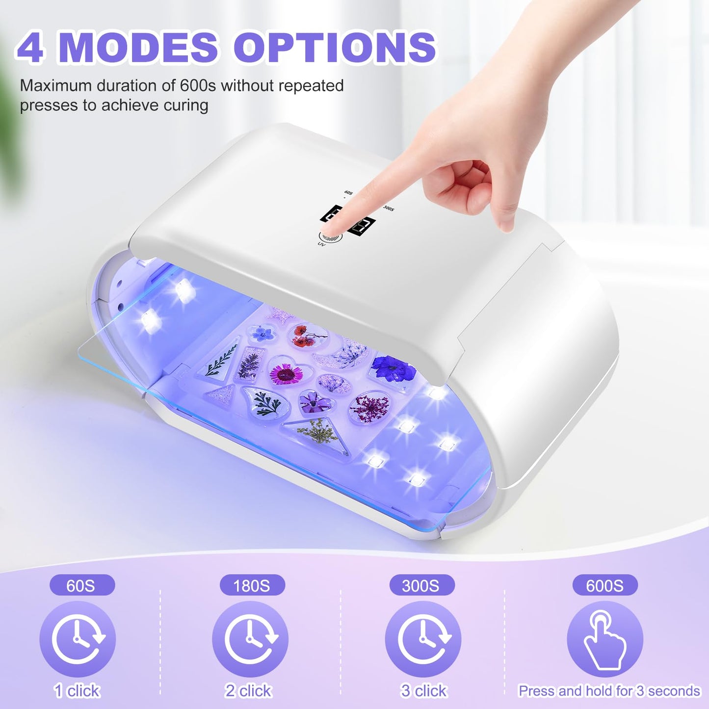 ENERFUN UV Light for Resin - Fast Curing UV Resin Light with Adjustable Time Setting Large Size 48W Two-Sided Portable Foldable UV Lamp with Silicone Mold Gloves