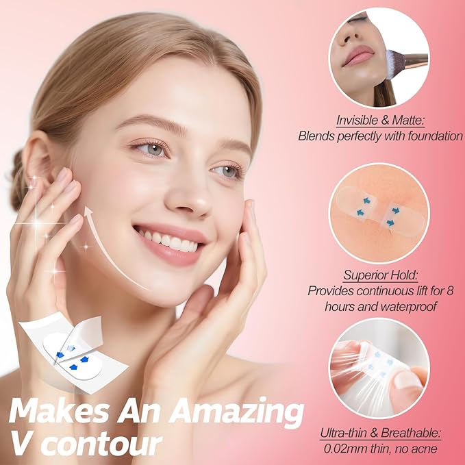 Face Lift Tape, 200PCS Face Tape, Face Lift Tape Invisible, Face Tape Lifting Invisible 8 Hours of Sustained, Perfect Facial Contouring, Visually Create A More Defined Jawline and Cheekbones