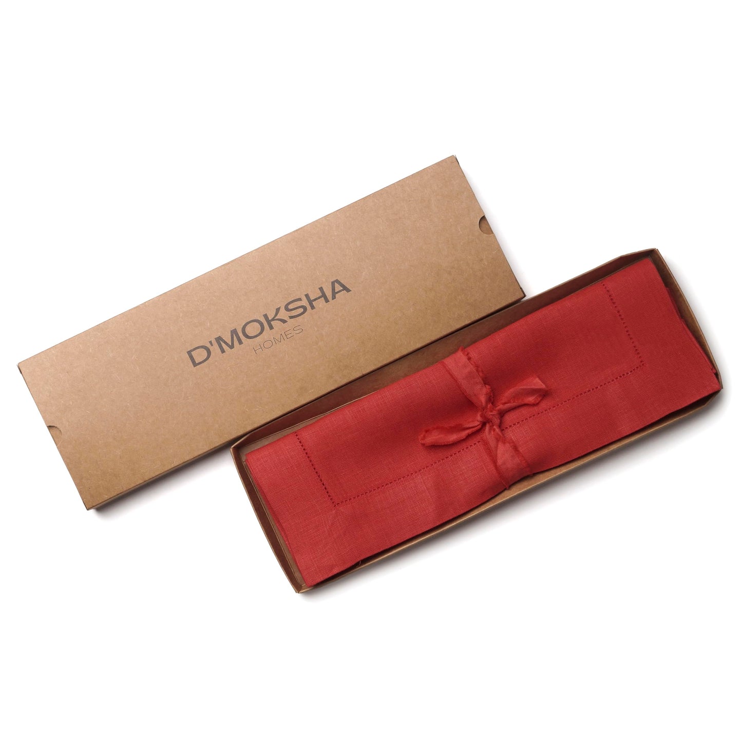 D'Moksha Homes Linen Placemats Set of 4 - Classic Hemstitch Bright Red Placemats 14 x 19 Inch - 100% Pure Linen Table Mats for Mothers Day, Spring - Handcrafted and Machine Washable