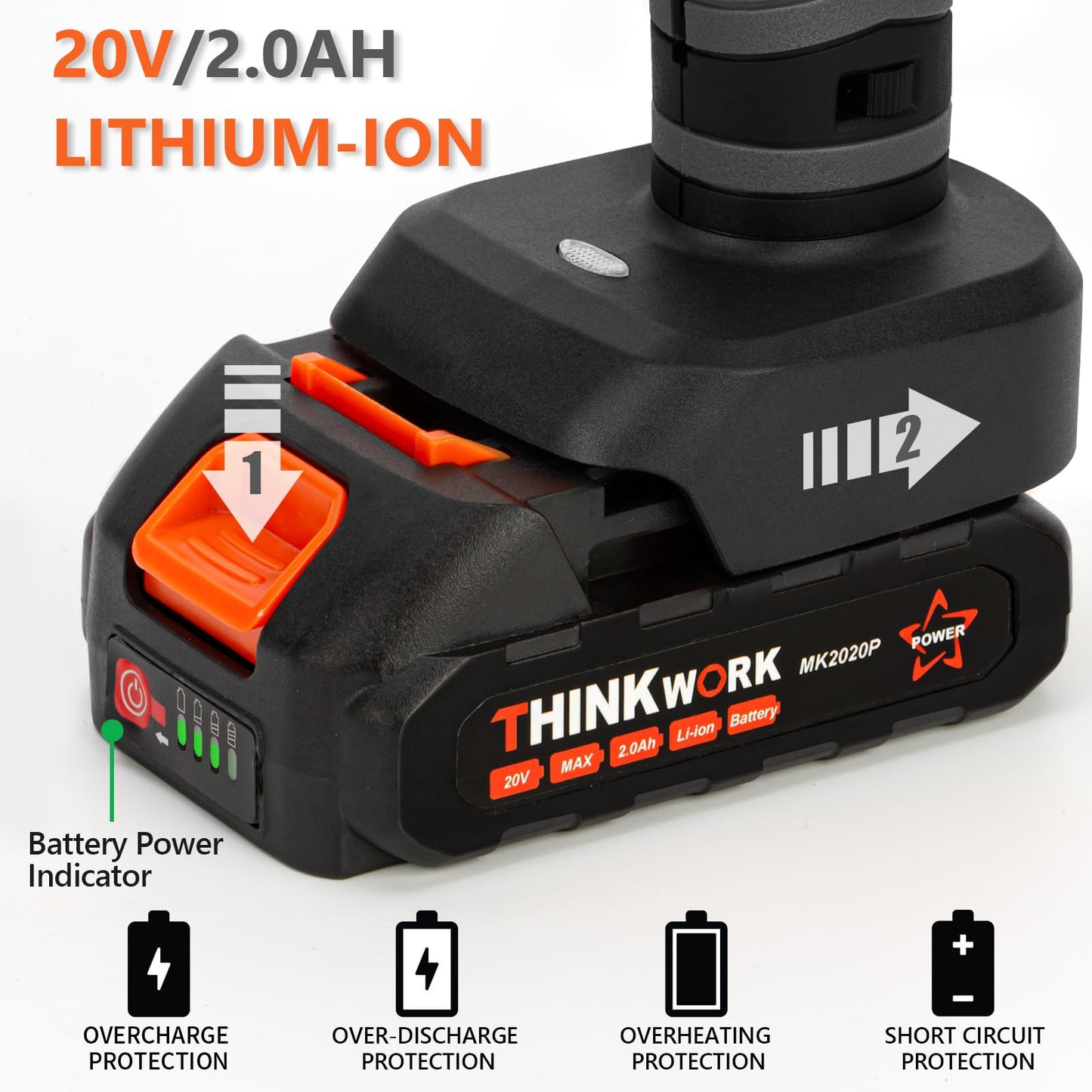 THINKWORK 20V Cordless Hot Glue Gun and Sticks Set, Rechargeable Glue Gun with 30 PCS Full Size Sticks and Battery, Fast Heating for Arts & Crafts, DIY Projects and Home Repairs