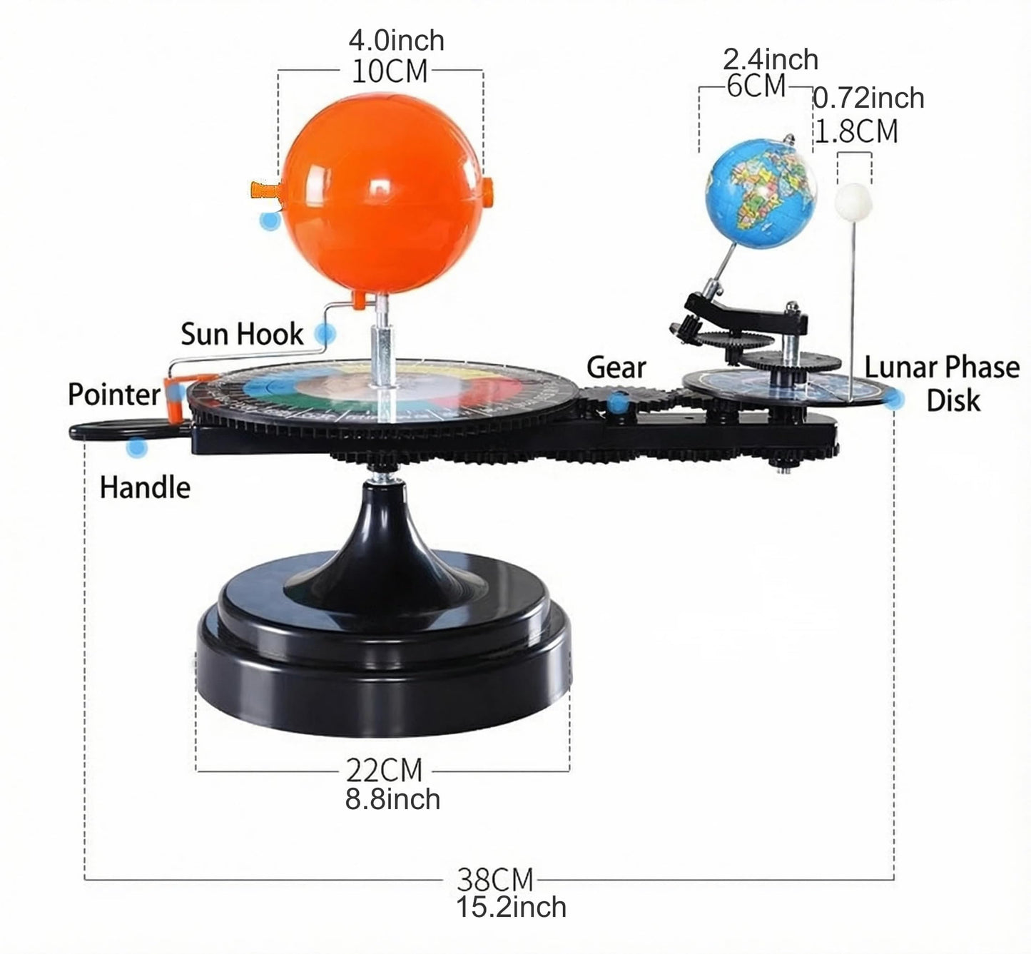English Solar System Sun Earth Moon Orbital Model, Educational Planetarium Project Kit for Science Astronomy Teaching, Earth Moon Sun Rotation Model for Kids