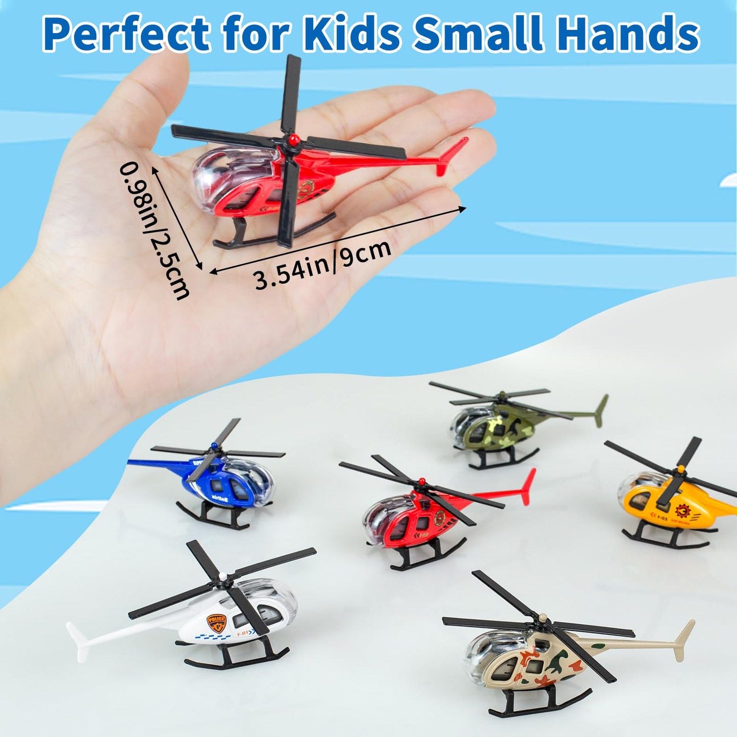 Tcvents 12PCS Diecast Helicopters Toy, Mini Alloy Toy Helicopter for Kids 3 4 5 6 7 Years Old, Small Toys Airplane Military Model Planes for Toddlers Boys 3-8 Years Birthday Gift Party Favors