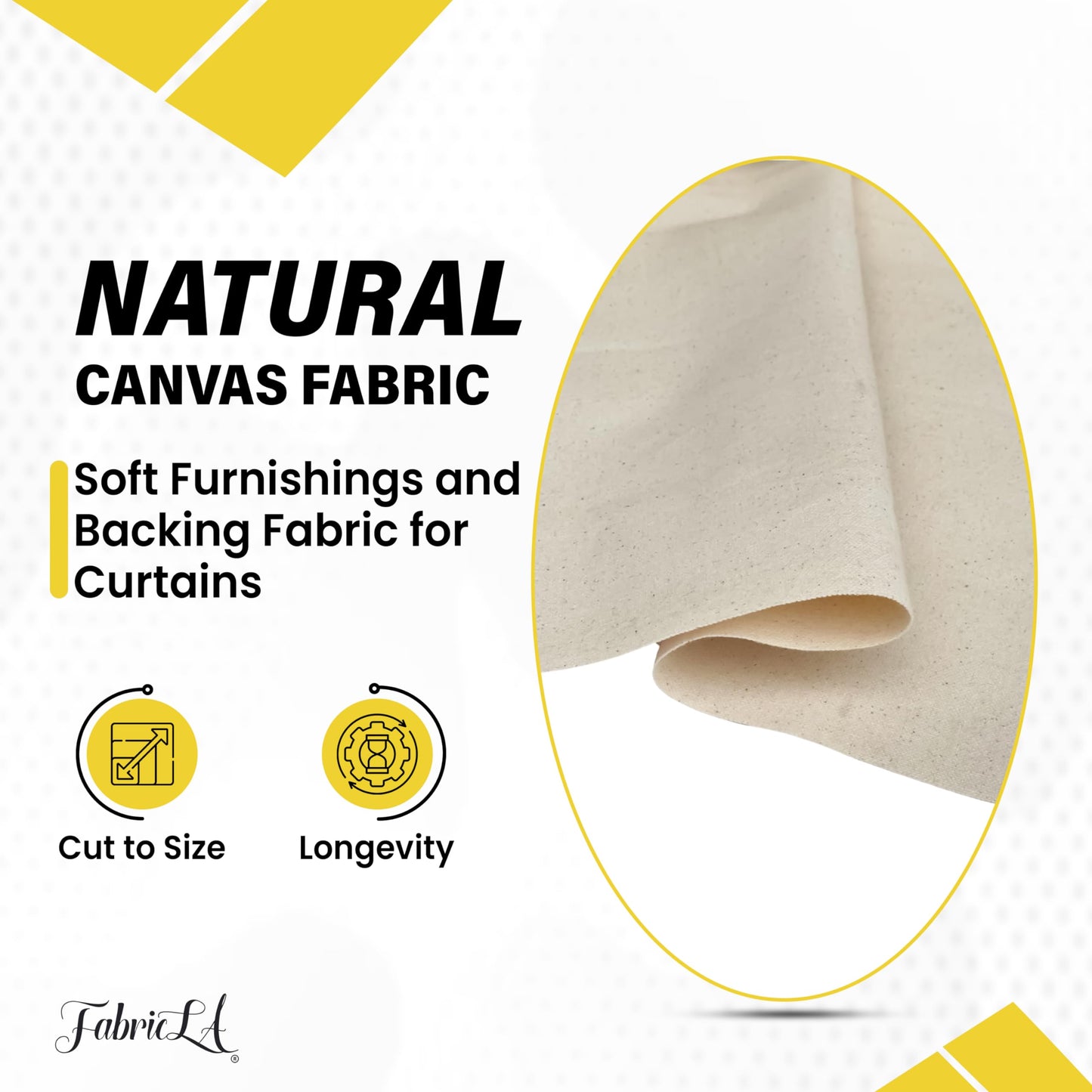 FabricLA Canvas Fabric Roll | 62"" Wide 10oz Cotton Canvas Fabric by The Yard | Premium Duck Cloth for Painting, Upholstery, & Crafts - Natural - 1 Yard