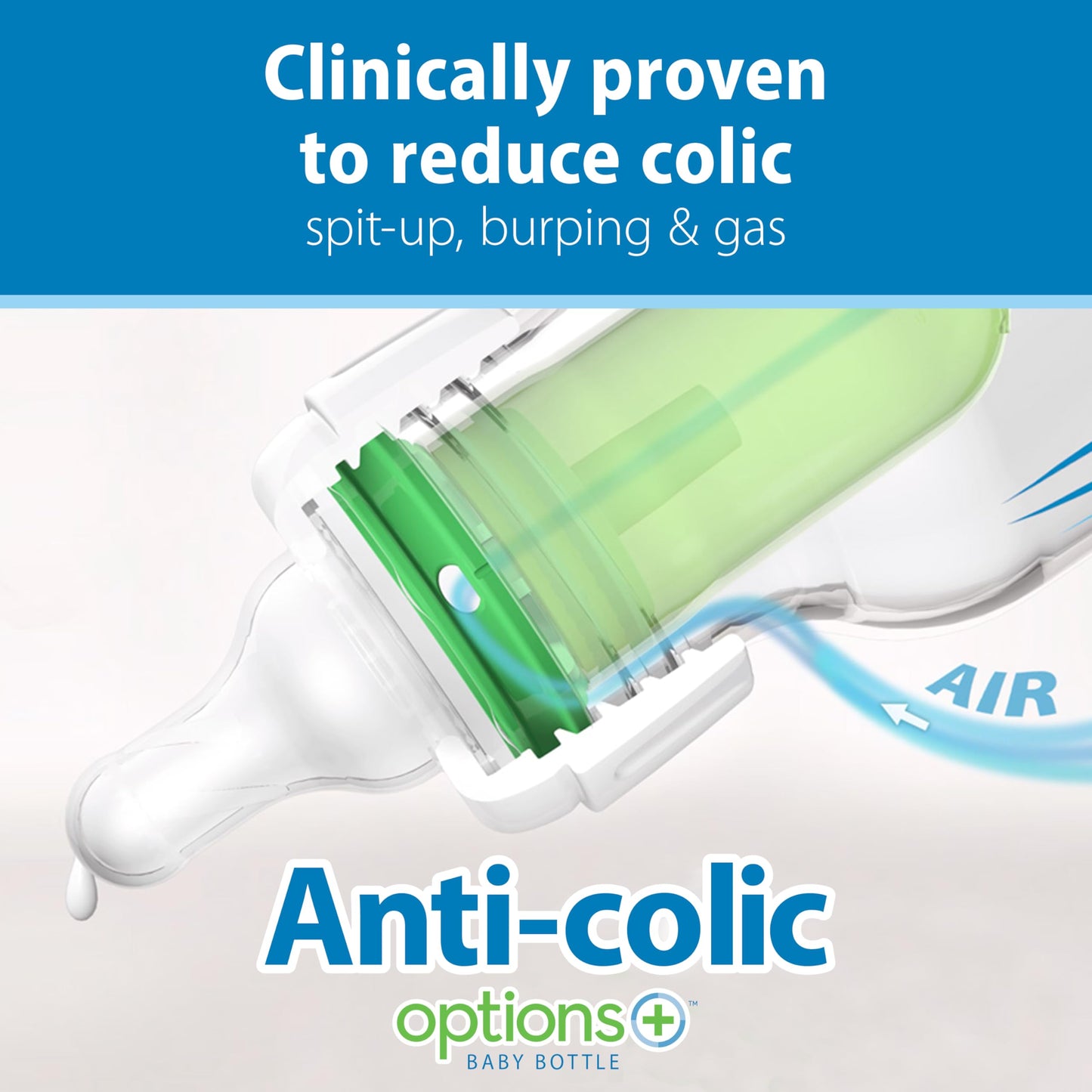 Dr. Brown's Natural Flow Anti-Colic Options+ Narrow Baby Bottle Gift Set with Advantage Pacifier & Bottle Travel Caps, 0m+ (Packaging/Pacifier May Vary)